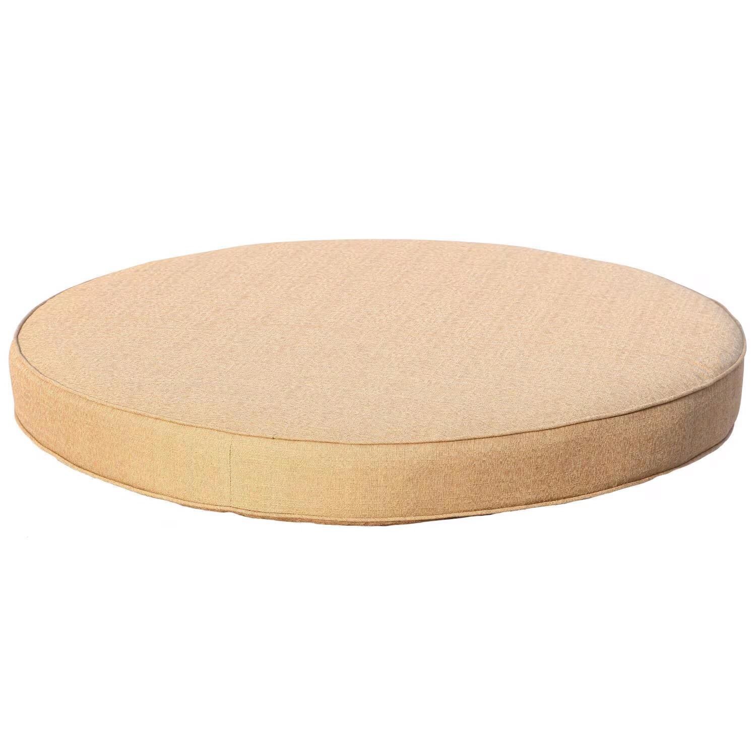 Darlee Santa Anita Replacement Round Cocktail Ottoman Sunbrella Cushion - Sesame - White Background thumbnail