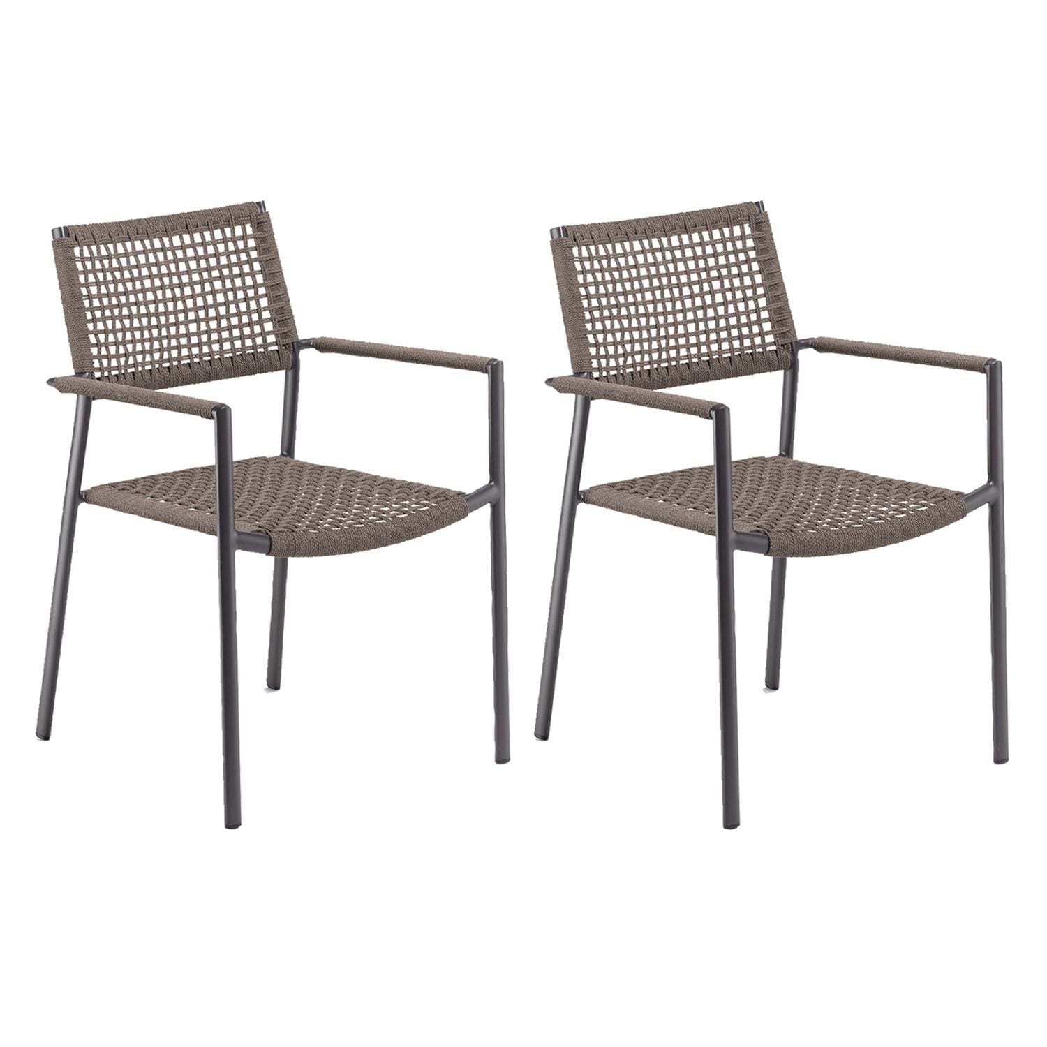 Oxford Garden Eiland 2 Pc Composite Cord & Aluminum Dining Chair in Carbon/Mocha By - EDCH-C.T112-PC.C2
