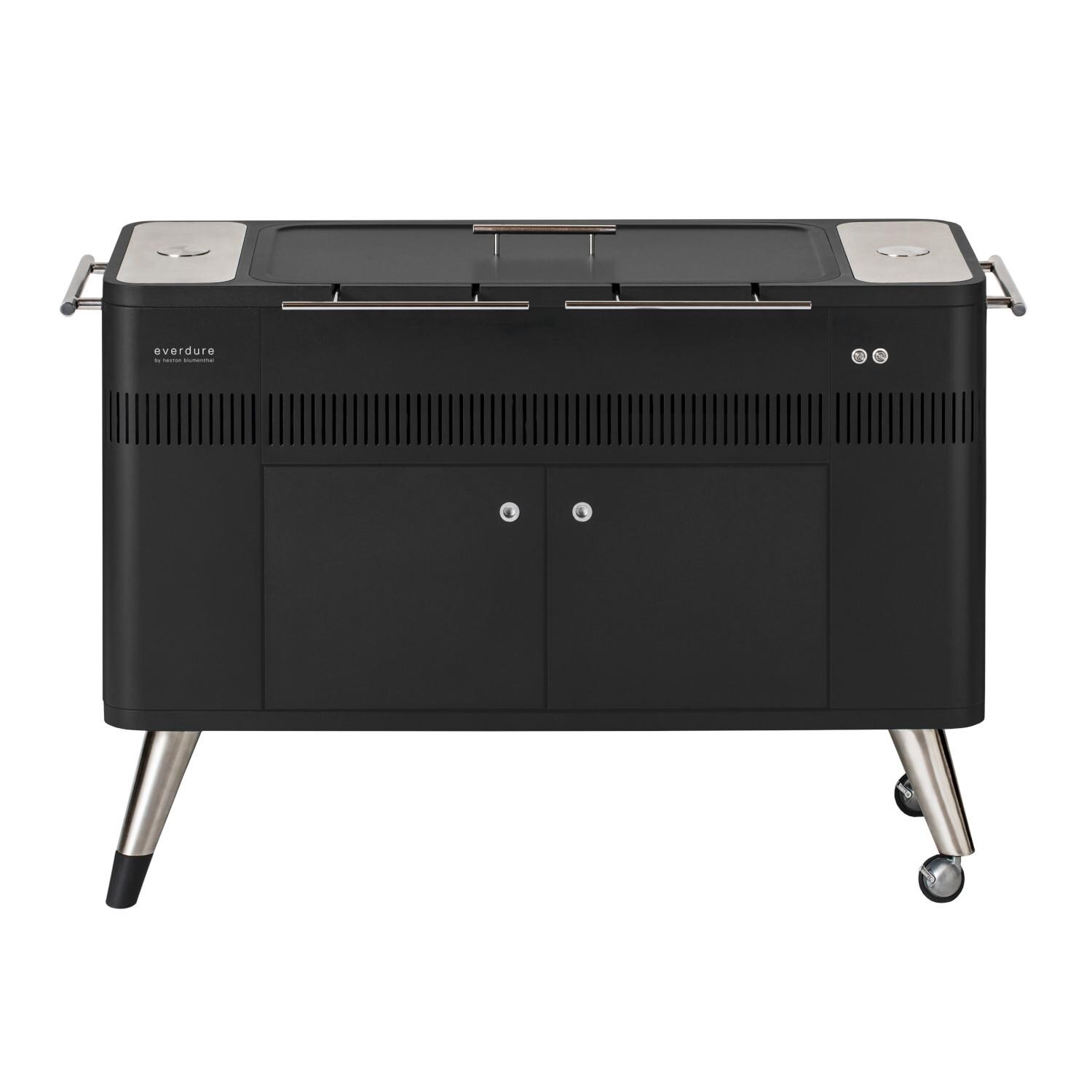Everdure By Heston Blumenthal HUB I 54-Inch Charcoal Grill W/ Rotisserie & Electronic Ignition - Matte Black - HBCE2BBUS image