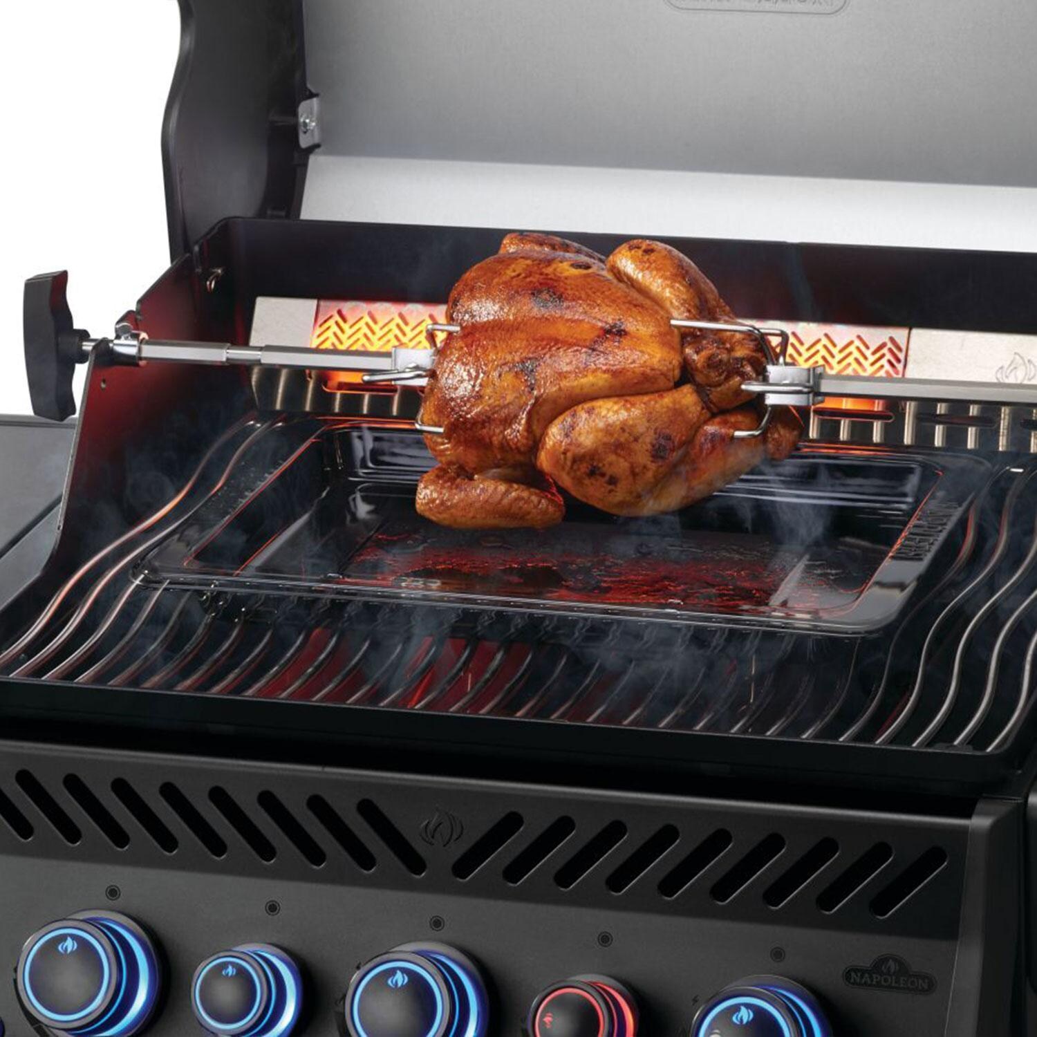 Napoleon RPS425RSIBNK-2-PHM Phantom Rogue PRO-S 425 Natural Gas Grill w/ Infrared Side & Rear Burner - Matte Black - Drumsticks, Steaks, & Veggies - Detail thumbnail