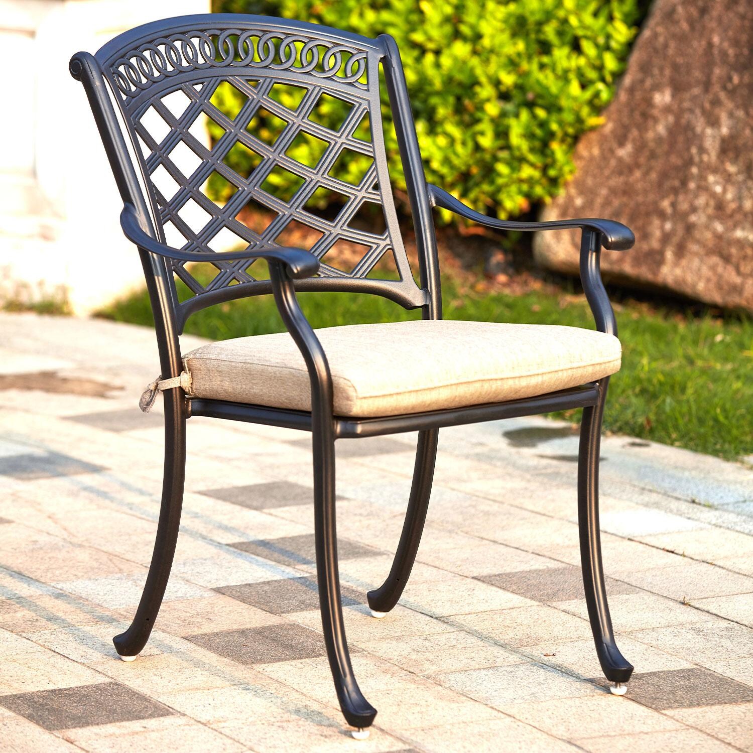 Sedona Cast Aluminum Dining Chair in Antique Bronze/Beige Canvas by Darlee