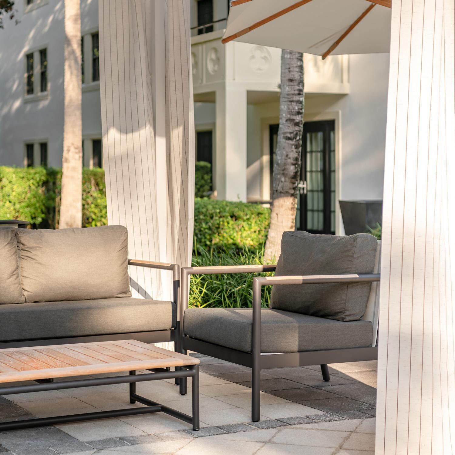 Teak + Table Paros Club Chair in Sand - W/ Set - Lifestyle thumbnail