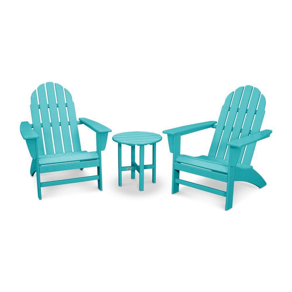 Vineyard 3 Pc Recycled Plastic Adirondack Seating Set in Aruba by POLYWOOD
