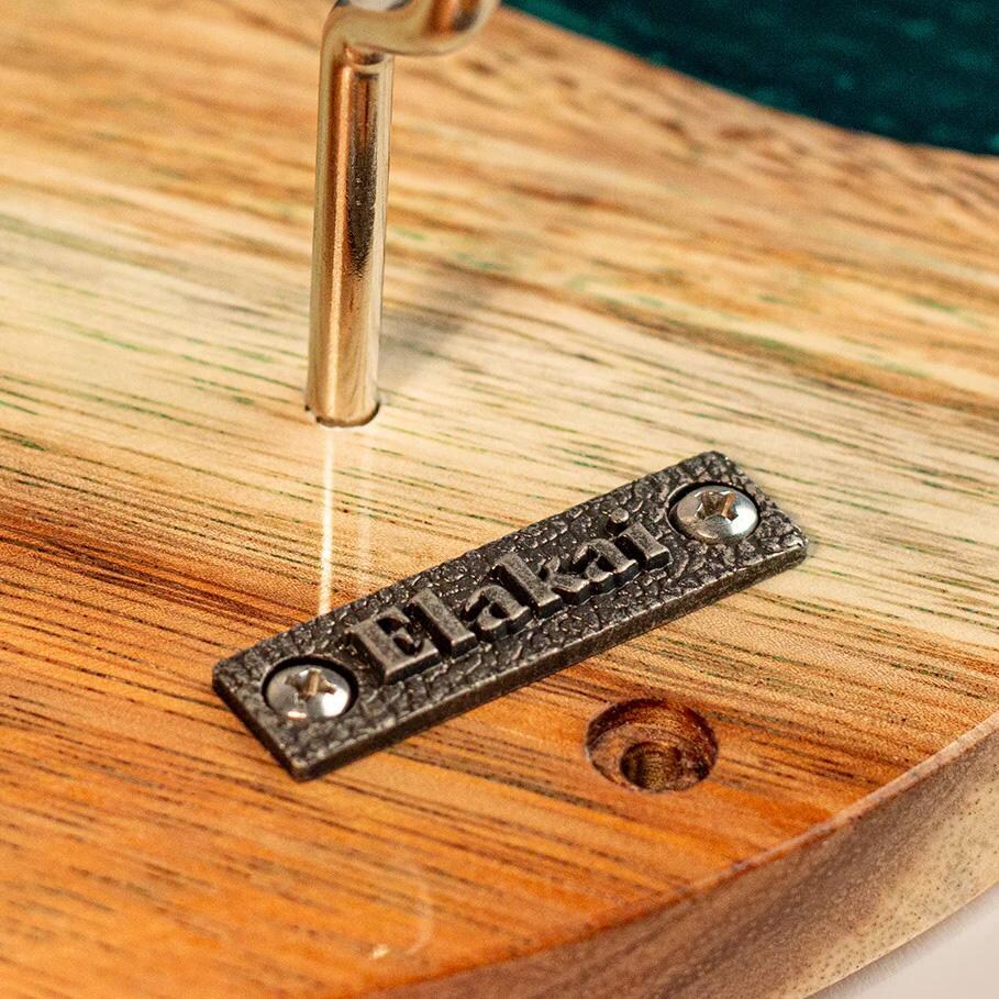 Elakai EGHRCRLE-01 Green Pearl Epoxy Resin Live-Edge Wood Hook and Ring Toss - Board Details thumbnail