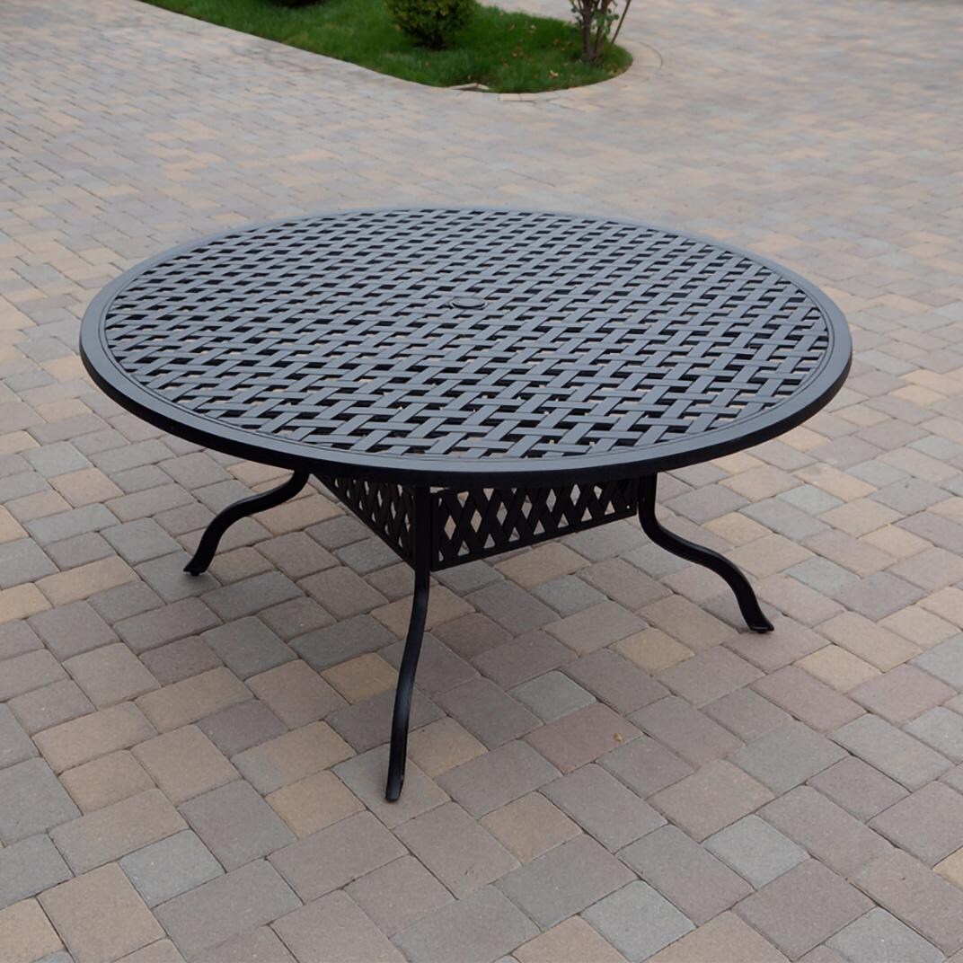 Darlee B/DL13-8PCAR-30D3921-N Nassau 8 Pc Cast Aluminum Dining Set in Antique Bronze w/ Navy Cushions - Table - Lifestyle thumbnail