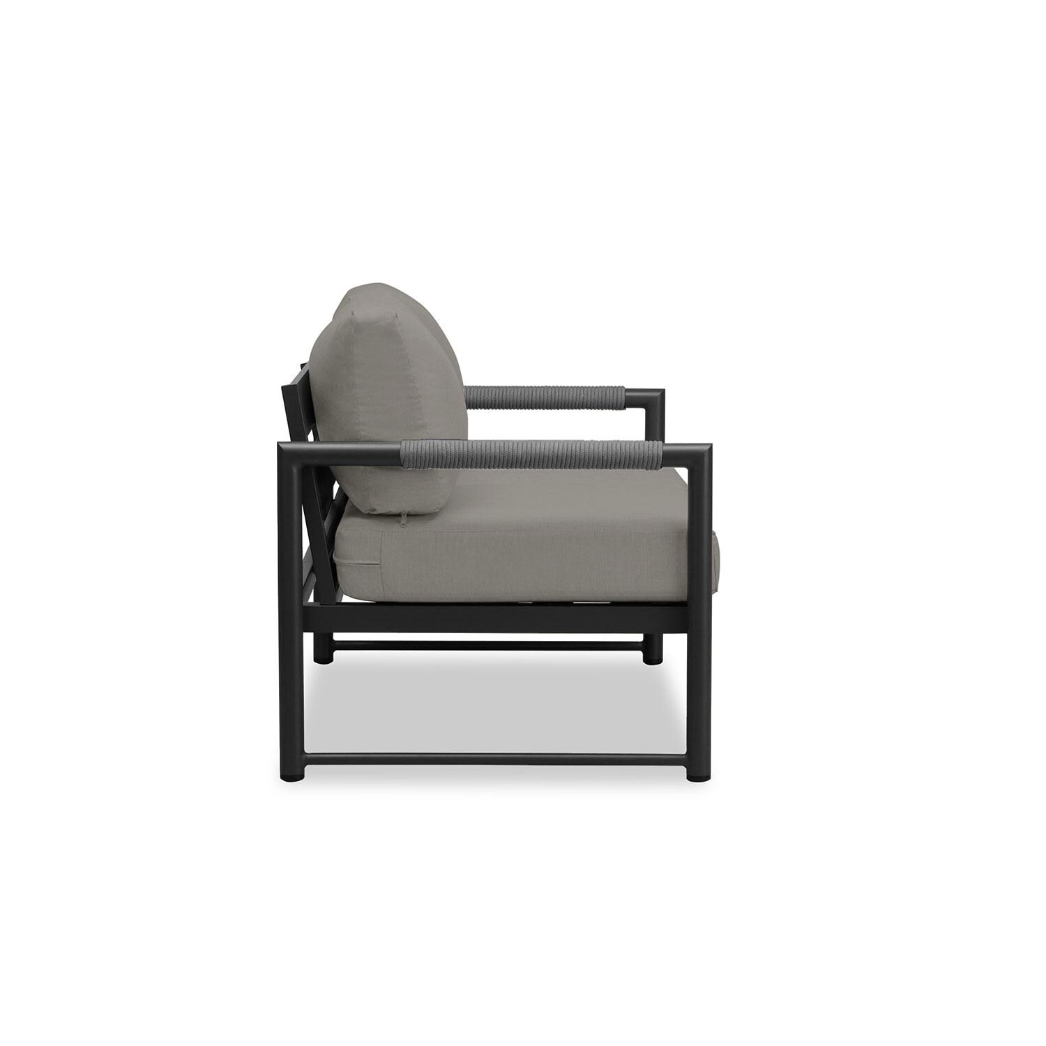 Lakeview AVEBAY-BK-CO-LS-CC Avenue Bay Black/Carbon Loveseat - Canvas Charcoal - Side View - White Background thumbnail