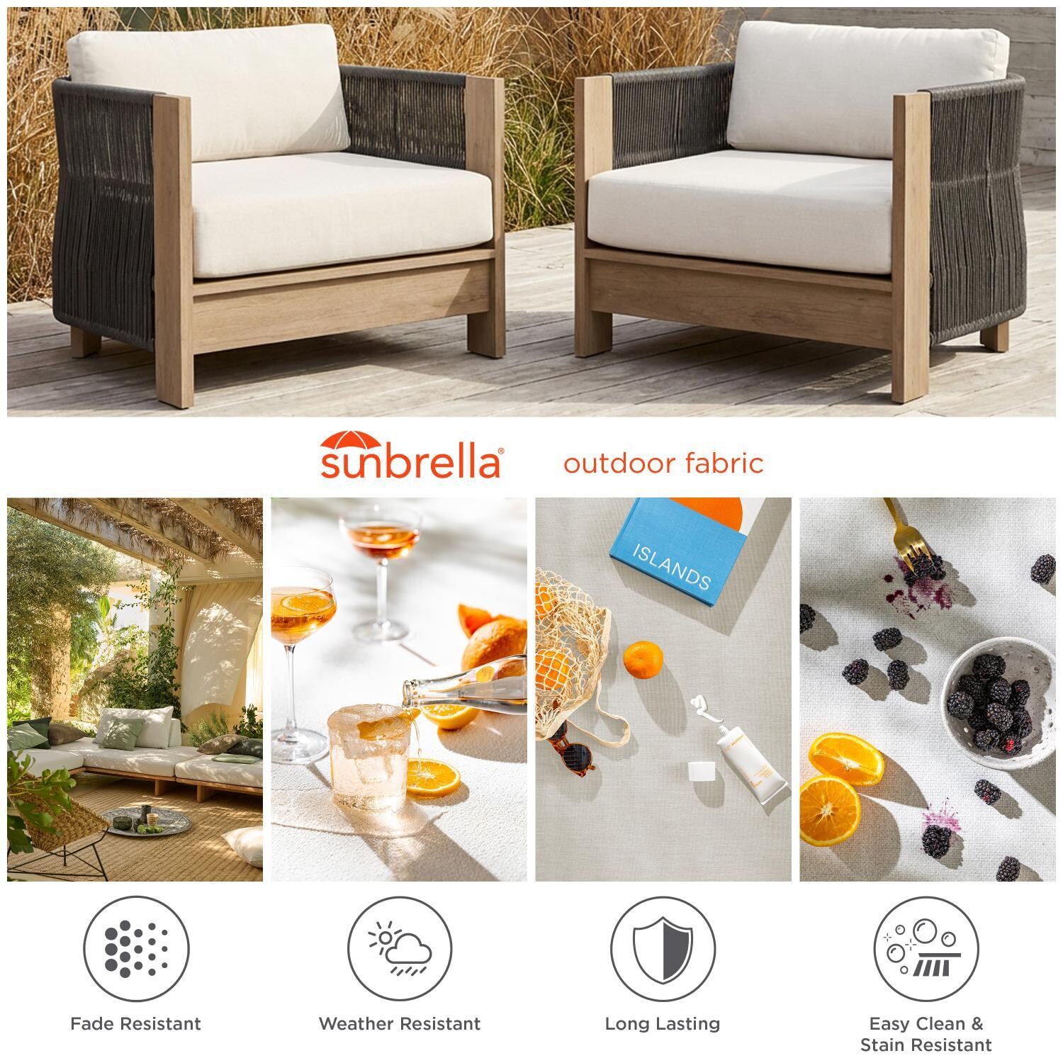Heritage Aluminum Club Chair in Beechwood by Lakeview Outdoor Designs - Fabric Insight - Detail thumbnail