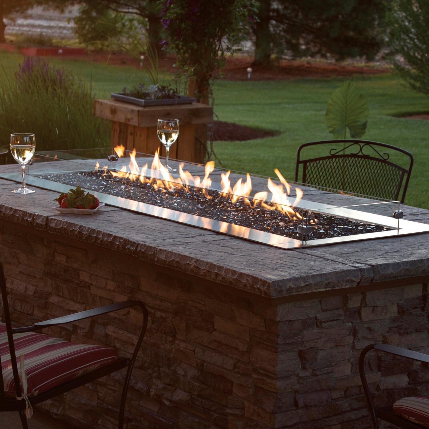 Carol Rose 65 Inch Rectangular Stainless Steel Natural Gas w/ Electronic Ignition Fire Pit Enclosure in Stainless Steel by Empire Comfort Systems