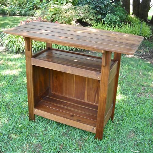 International Caravan Aragon Wood Patio Bar Table - Back View thumbnail