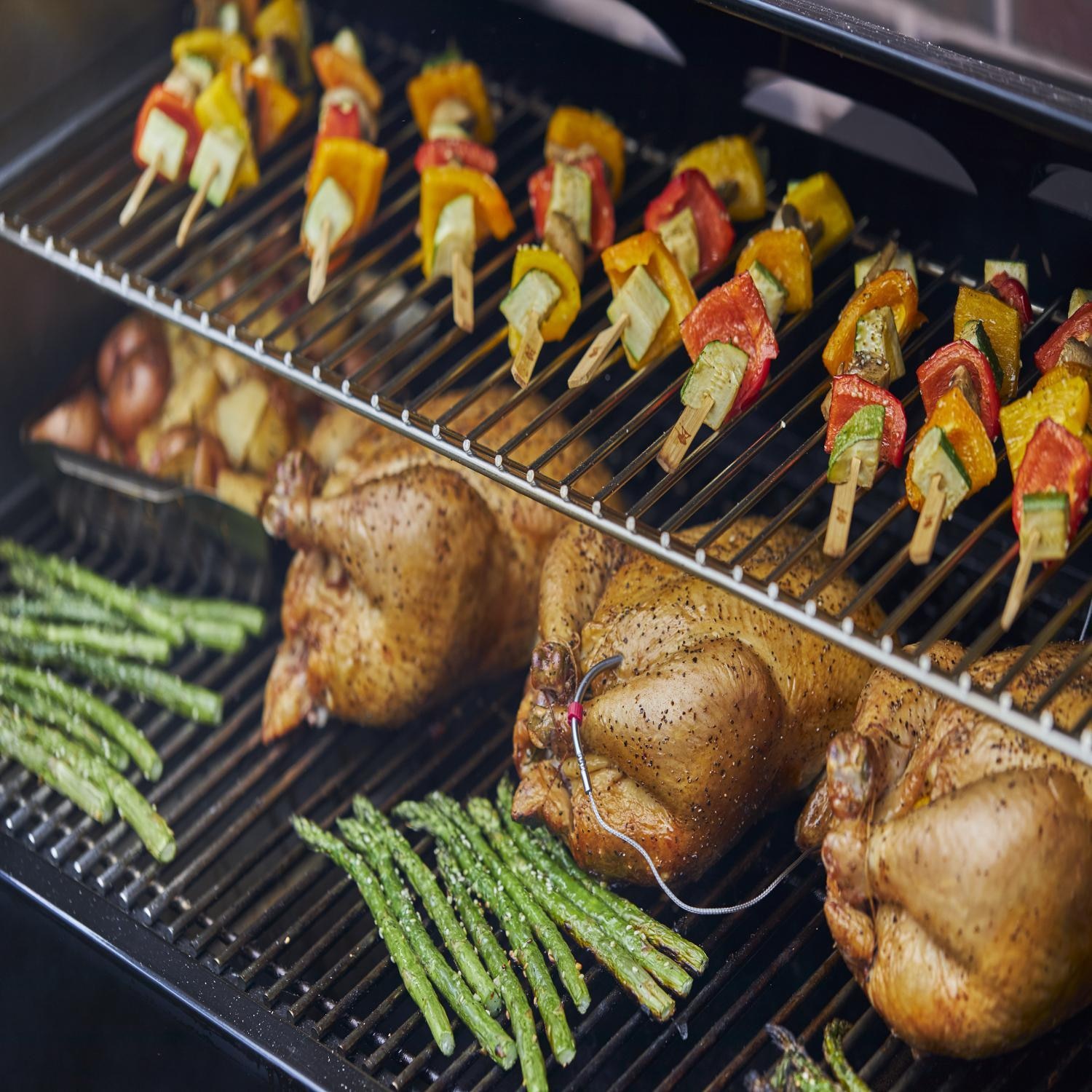 Weber 3201 Connect WiFi-Enabled Smart Grilling Hub - Lifestyle Chicken and Vegetables  thumbnail
