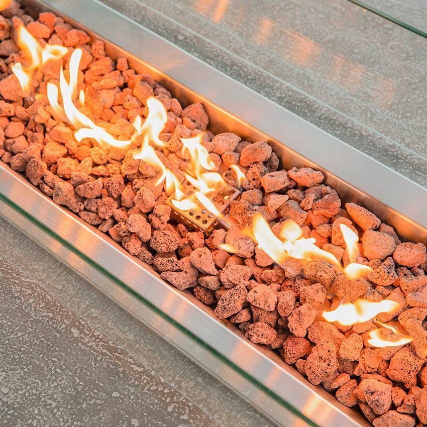 Hampton 56 Inch Rectangular Concrete Propane Fire Pit in Light Gray By ...