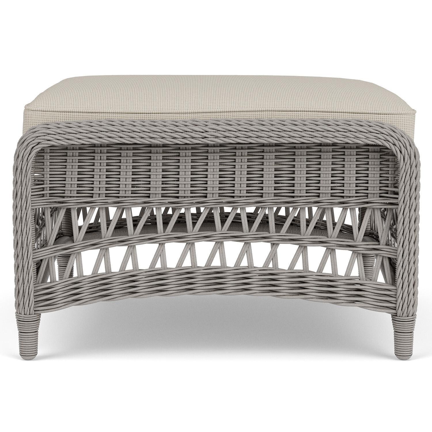 Lloyd Flanders Mackinac Ottoman in Putty Finish with Fife Fog Fabric - Left Side thumbnail