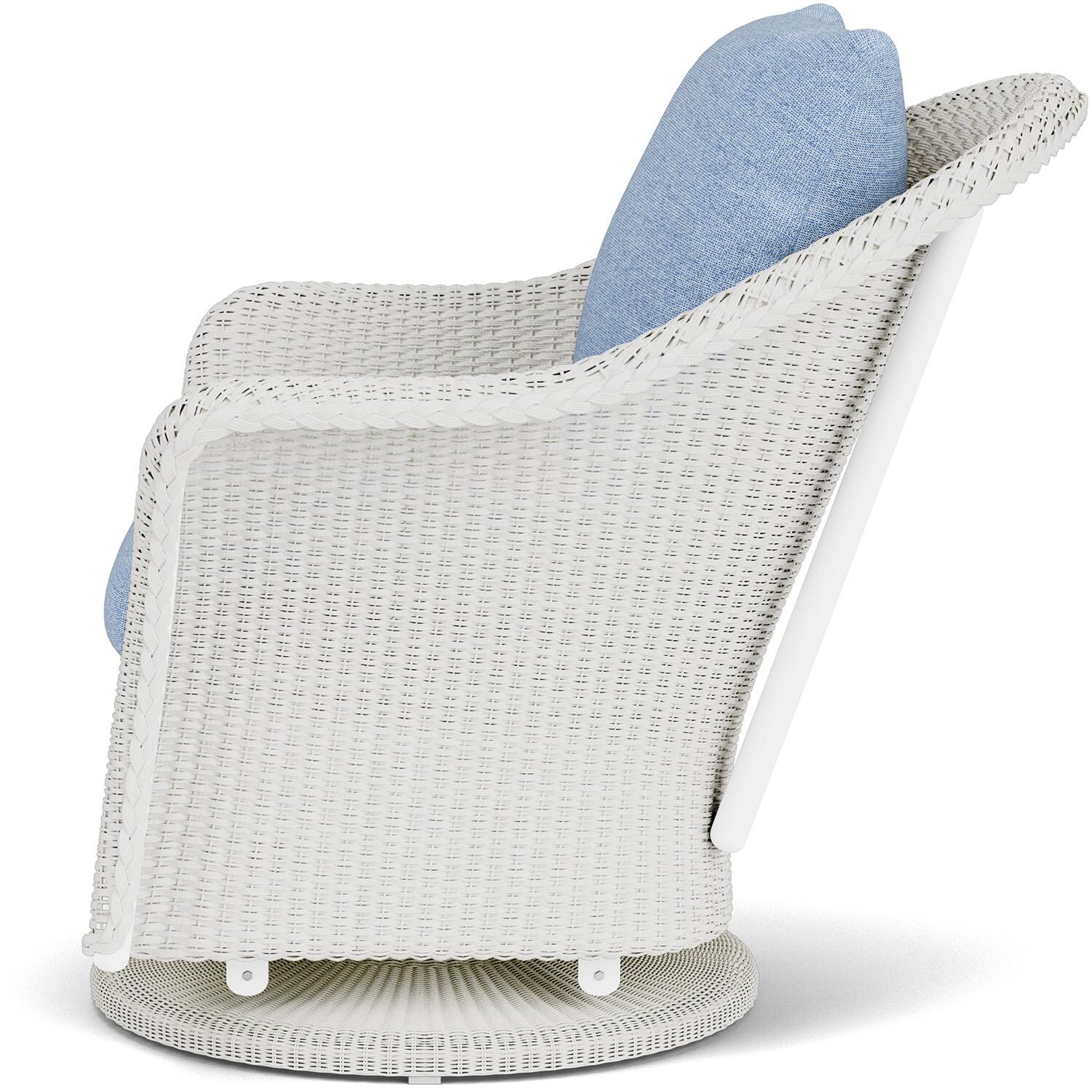 Lloyd Flanders Weekend Retreat Swivel Glider Lounge Chair in Matte White Finish W/ Demo Skyway Fabric - Side thumbnail
