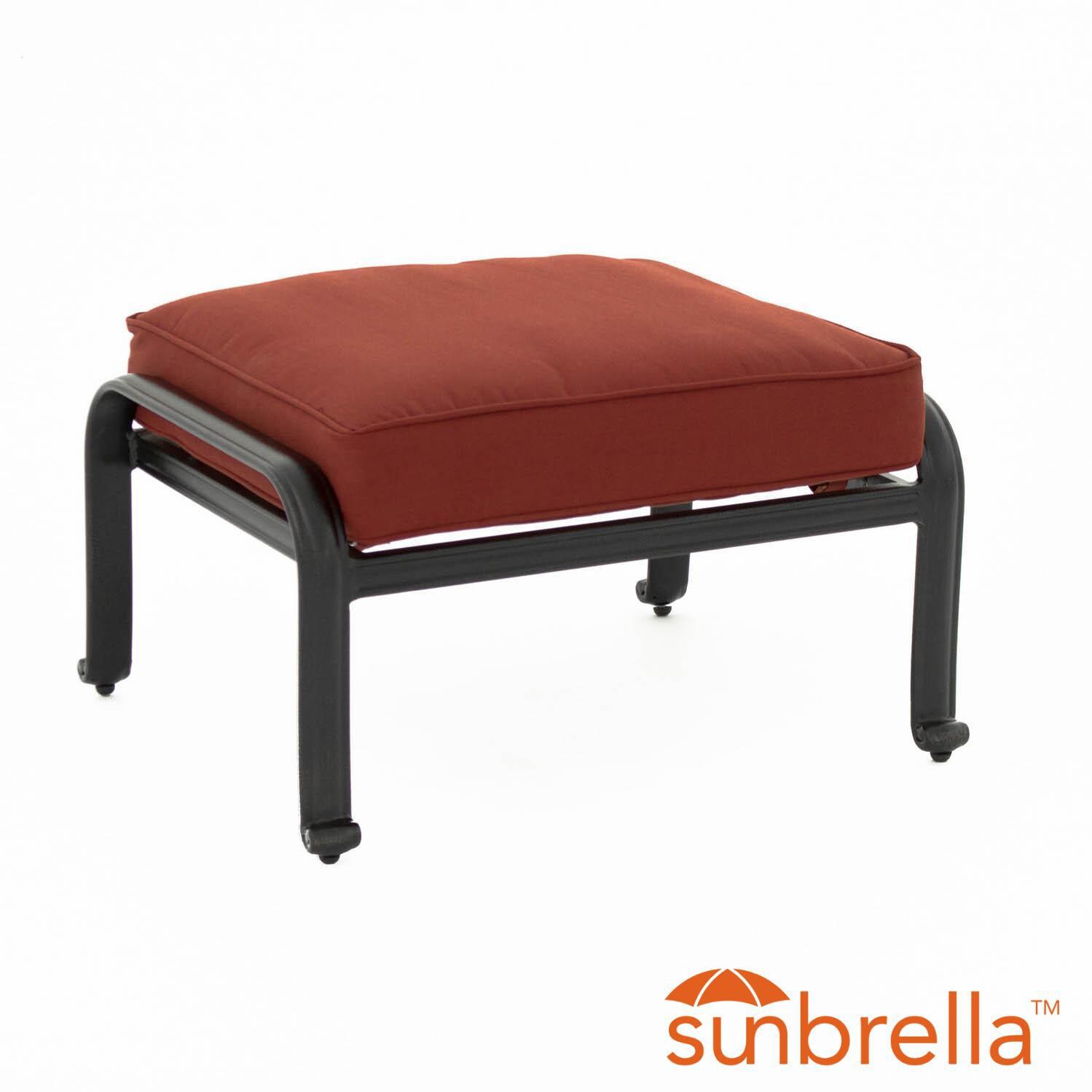 Villa Flora Cast Aluminum Patio Ottoman W/ Sunbrella Canvas Henna Cushions By Lakeview Outdoor Designs thumbnail