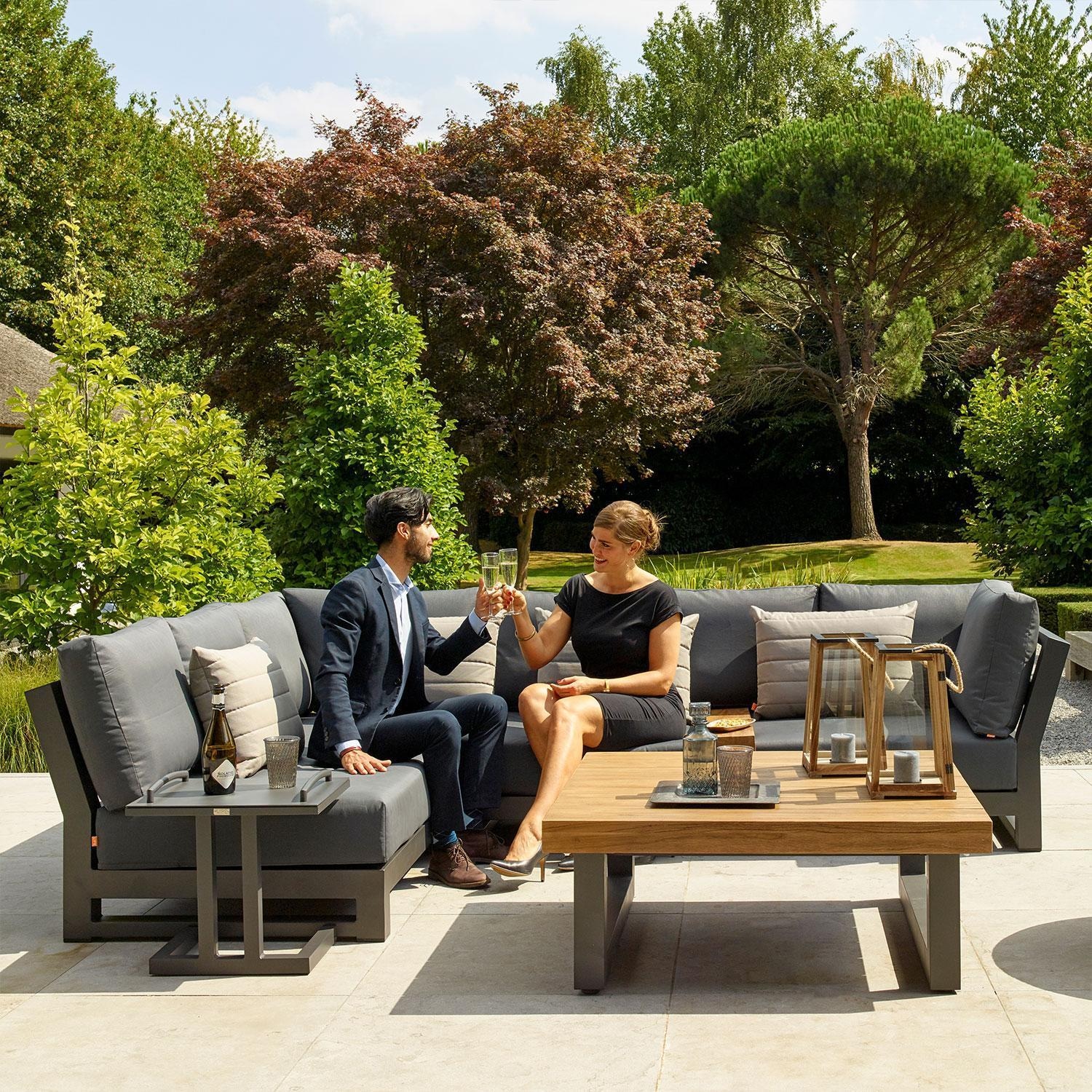 Nevada 8 Pc Sectional Corner Set w/ Pillows By KETTLER - Friends Hanging Out - Lifestyle thumbnail