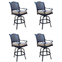 Nassau 4 Piece Cast Aluminum Patio Swivel Bar Stool Set W/ Sesame Cushions By Darlee image