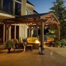 Outdoor GreatRoom Company Lodge II 14 X 14 Foot Wood Pergola - Mocha Stain image
