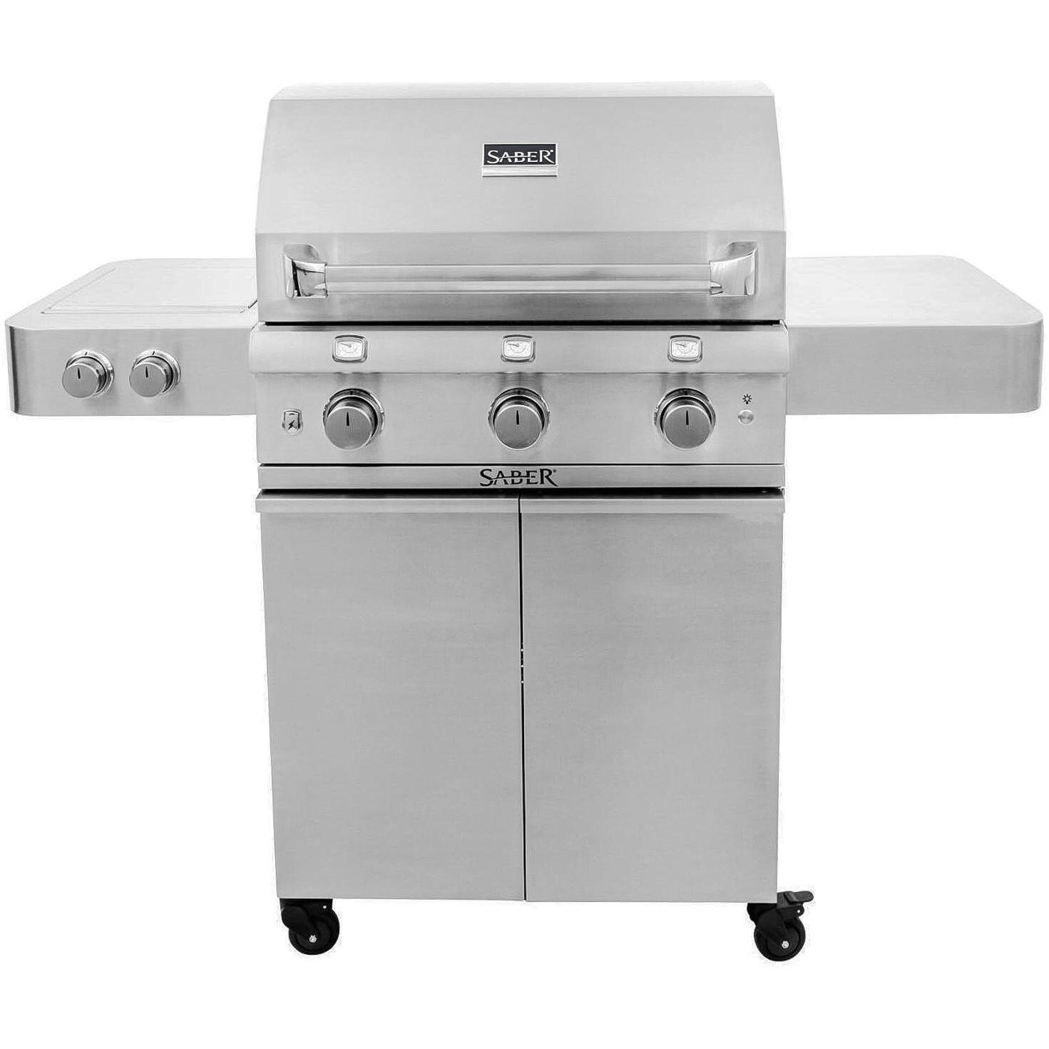 Saber Premium 500 32Inch 3Burner Infrared Propane Gas Grill With Dual