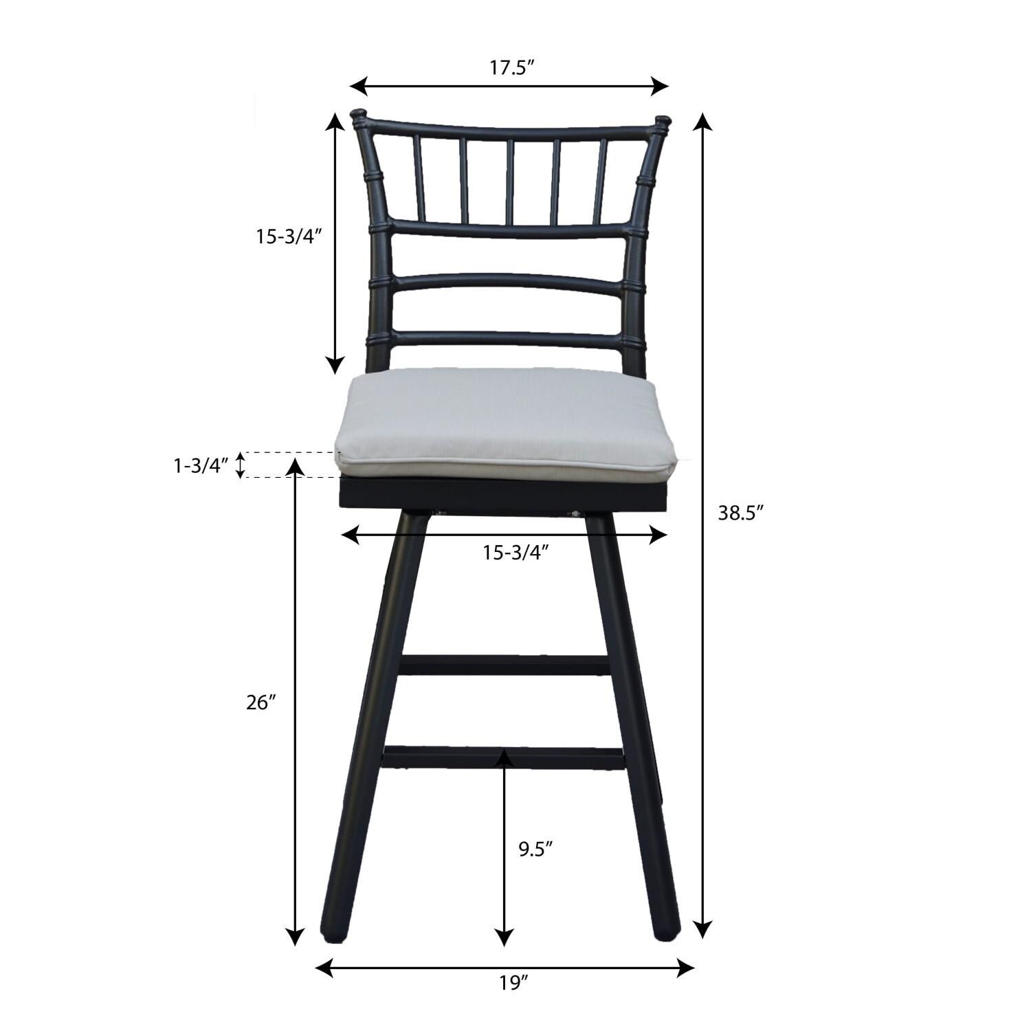 Bella 4 Pc Aluminum Swivel Counter Height Bar Stool Set in Beige/Dark Brown by Darlee - Dimensional thumbnail