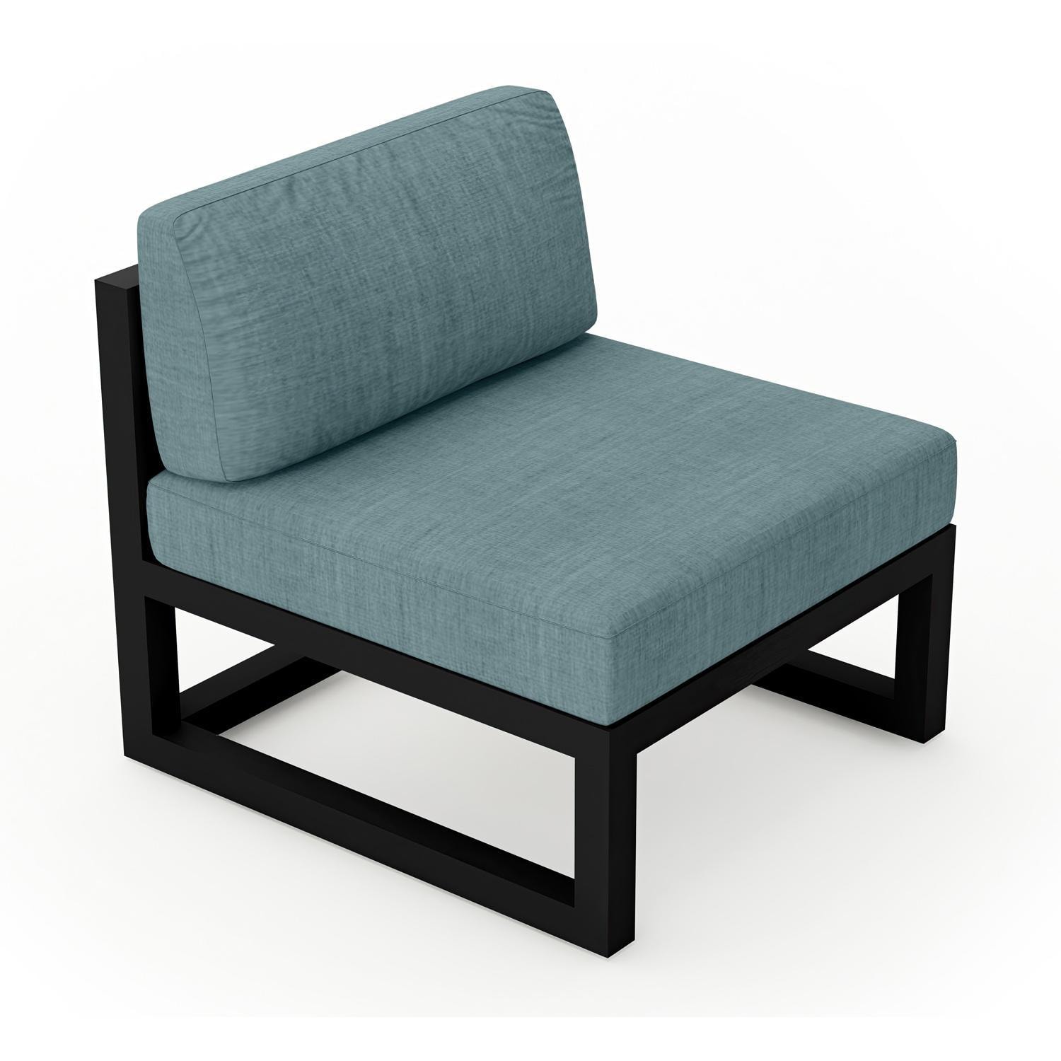 Lakeview  MSTYCV-BK-MS-CL Misty Cove Aluminum Middle Club Chair in Black w/Cast Lagoon Cushions by Lakeview Outdoor Designs - Angled Front - White Background thumbnail