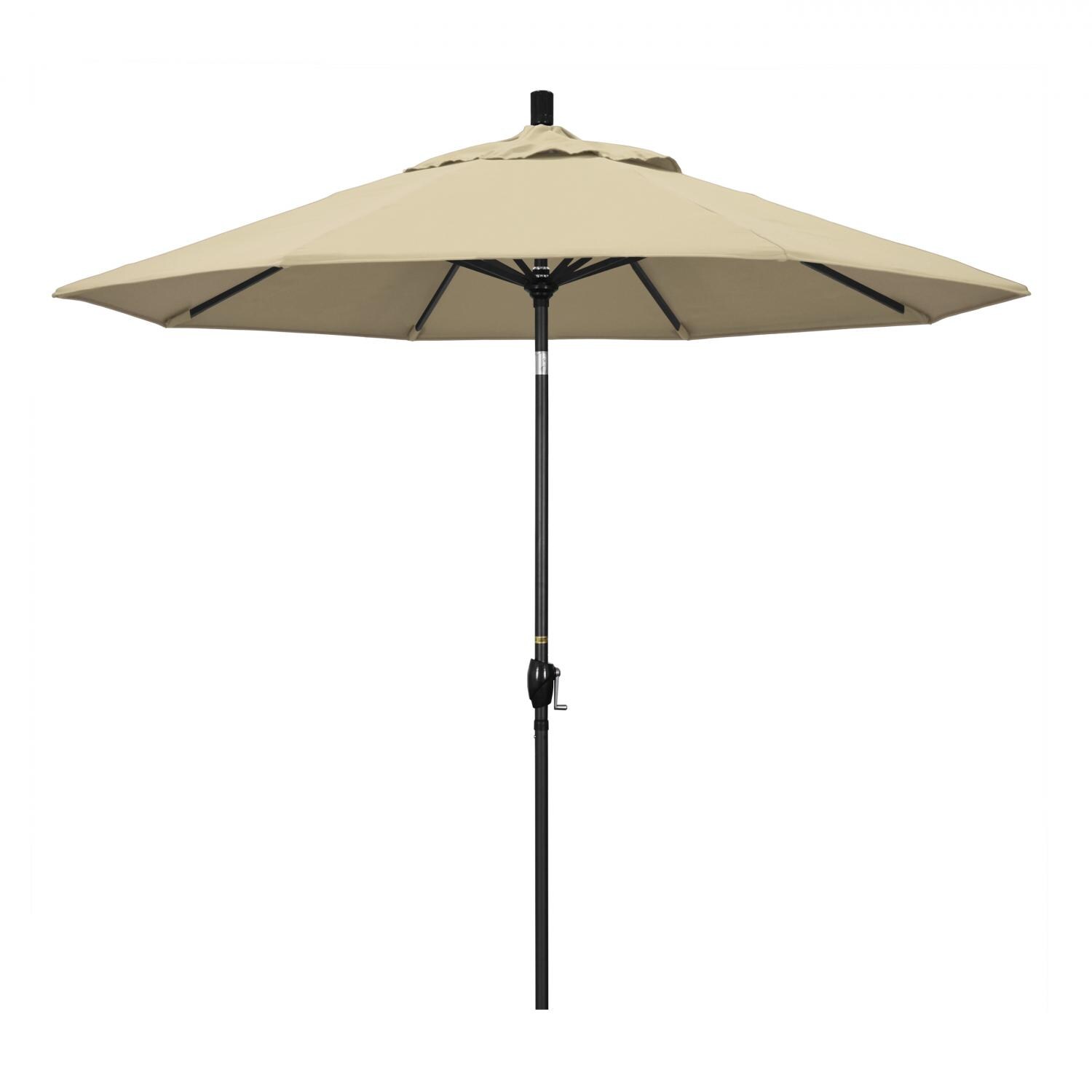 California Umbrella 9 Ft Octagonal Aluminum Push Button Tilt Patio Umbrella W/ Crank Lift & Aluminum Ribs - Stone Black Frame / Sunbrella Canvas Antique Beige Canopy thumbnail
