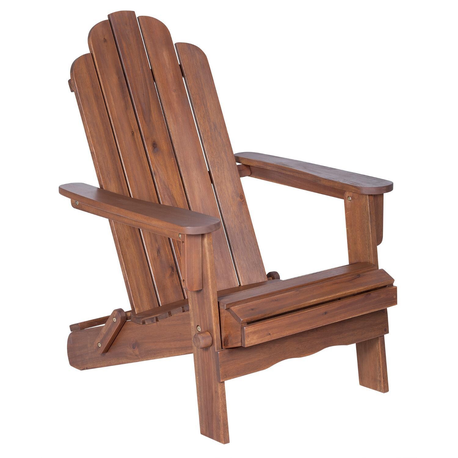 Ultimate Patio Folding Acacia Patio Adirondack Chair - Dark Brown - Angled View thumbnail