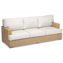 Leucadia Wicker Patio Sofa W/ Sunbrella Canvas Flax Cushions By Sunset West image