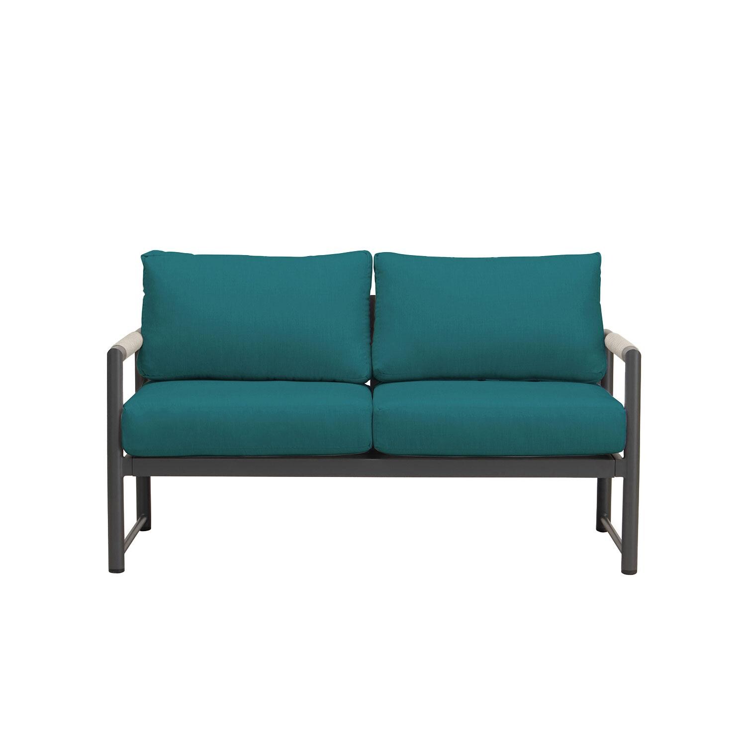 Lakeview AVEBAY-SL-PG-SET143-PC Avenue Bay Slate/Pebble Gray 3 Pc Sofa Loveseat Set - Spectrum Peacock - Loveseat - White Background thumbnail