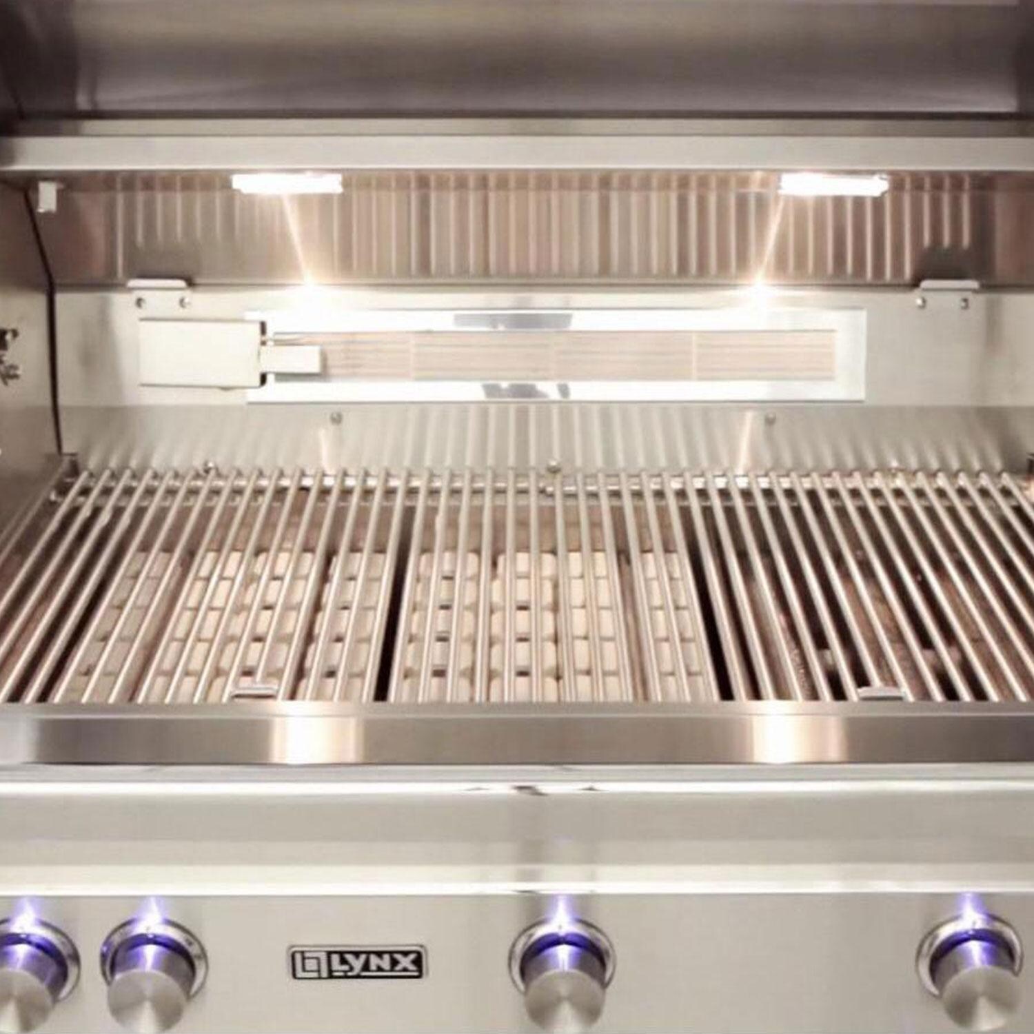 Lynx L36R-3-SING Professional 36 Inch Built-In Natural Gas Grill w/ Rotisserie in Sierra - Dual Halogen Lights - White Background thumbnail