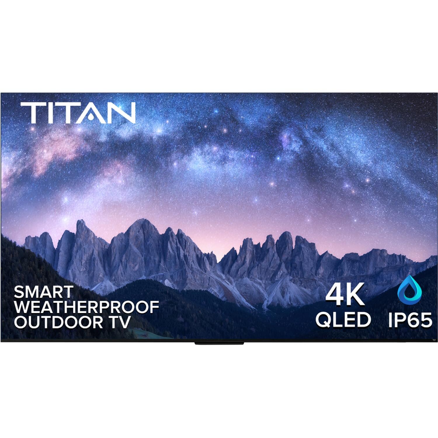 Titan G100-QLED-085 G100 Series 85 Inch Covered Patio 4K QLED IP65 Smart Outdoor TV w/ Fire Tv OS - Front - White Background thumbnail