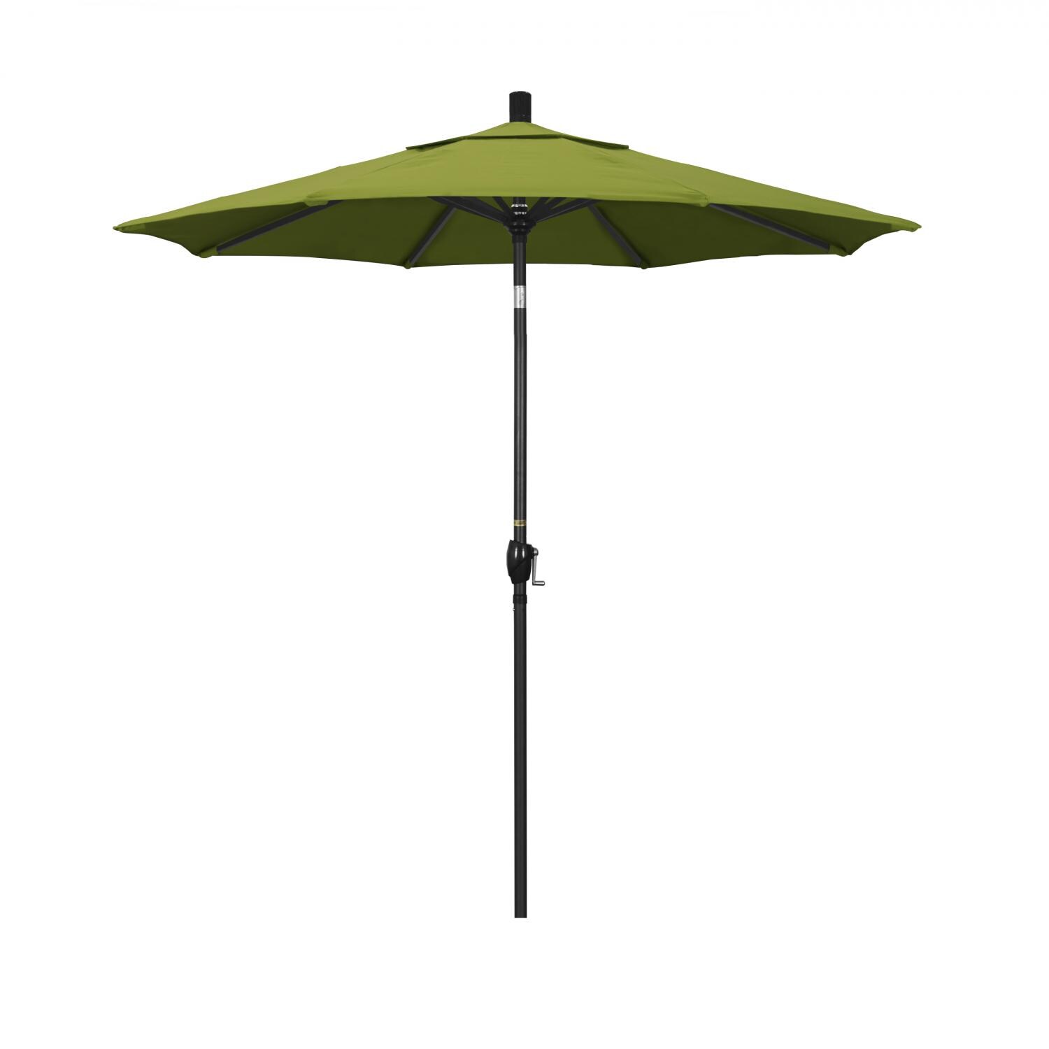 California Umbrella 7.5 Ft. Octagonal Aluminum Push Button Tilt Patio Umbrella W/ Crank Lift & Aluminum Ribs - Stone Black Frame / Olefin Kiwi Canopy