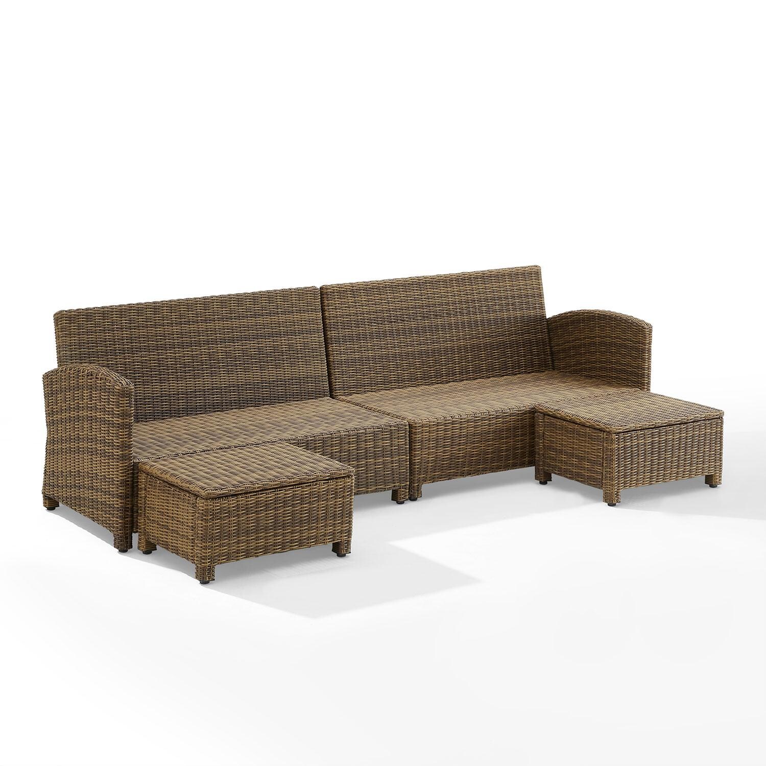 Ultimate Patio UP-92420WB-GY 4Pc Wicker Outdoor Sectional Patio Furniture Set in Gray - Cushions Removed - White Background