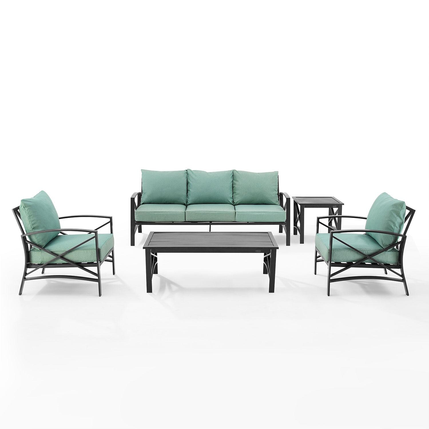 Ultimate Patio UP-82265BZ-MI 5Pc Outdoor Sofa Patio Furniture Set in Mist - Front View - White Background thumbnail