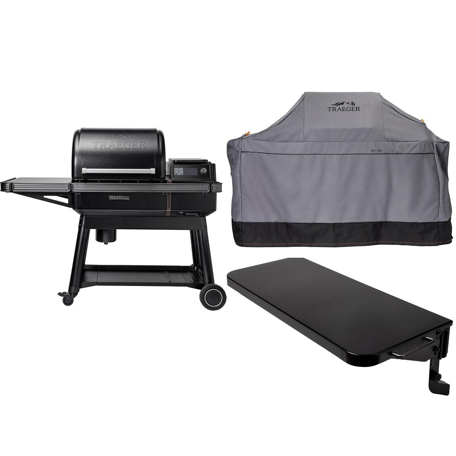 Traeger Ironwood Wood Pellet Grill W/ Pop-And-Lock Accessory Rail - Front Shelf & Grill Cover Included