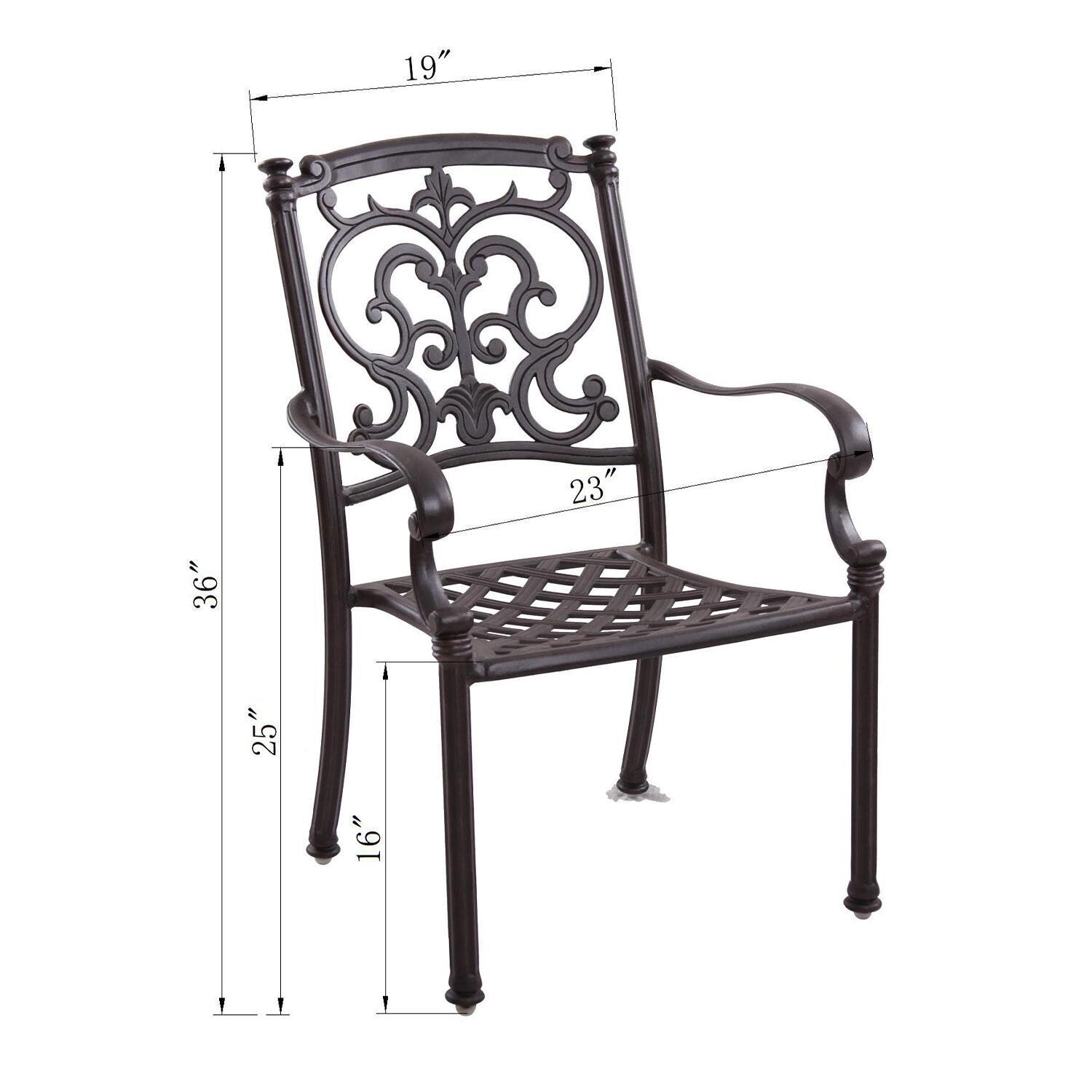 Darlee Santa Barbara 6-Person Patio Dining Set - Antique Bronze - Dining Chair - Dimensional thumbnail