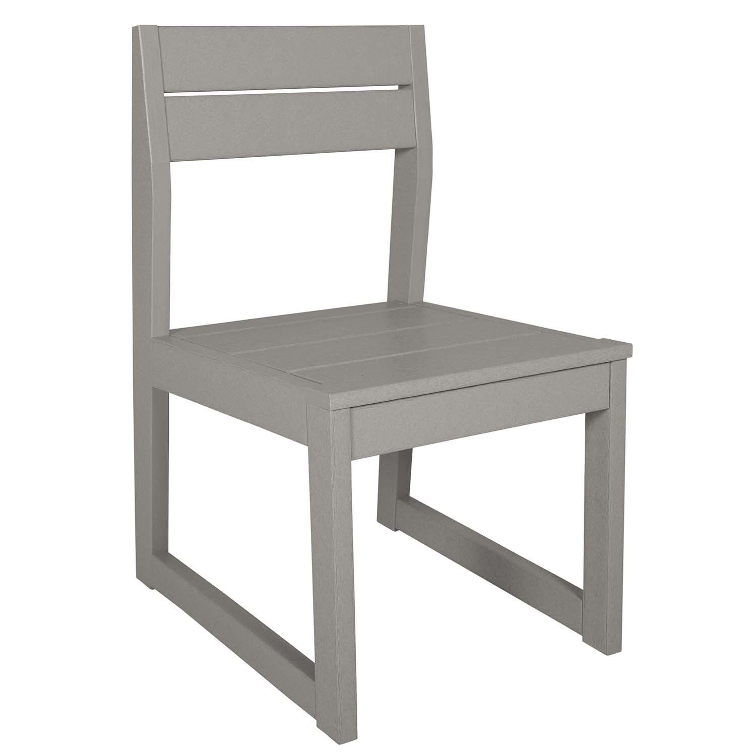 Hazel Cove Recycled Plastic Dining Side Chair in Cove Gray by Lakeview Outdoor Designs - Angled View - White Background thumbnail