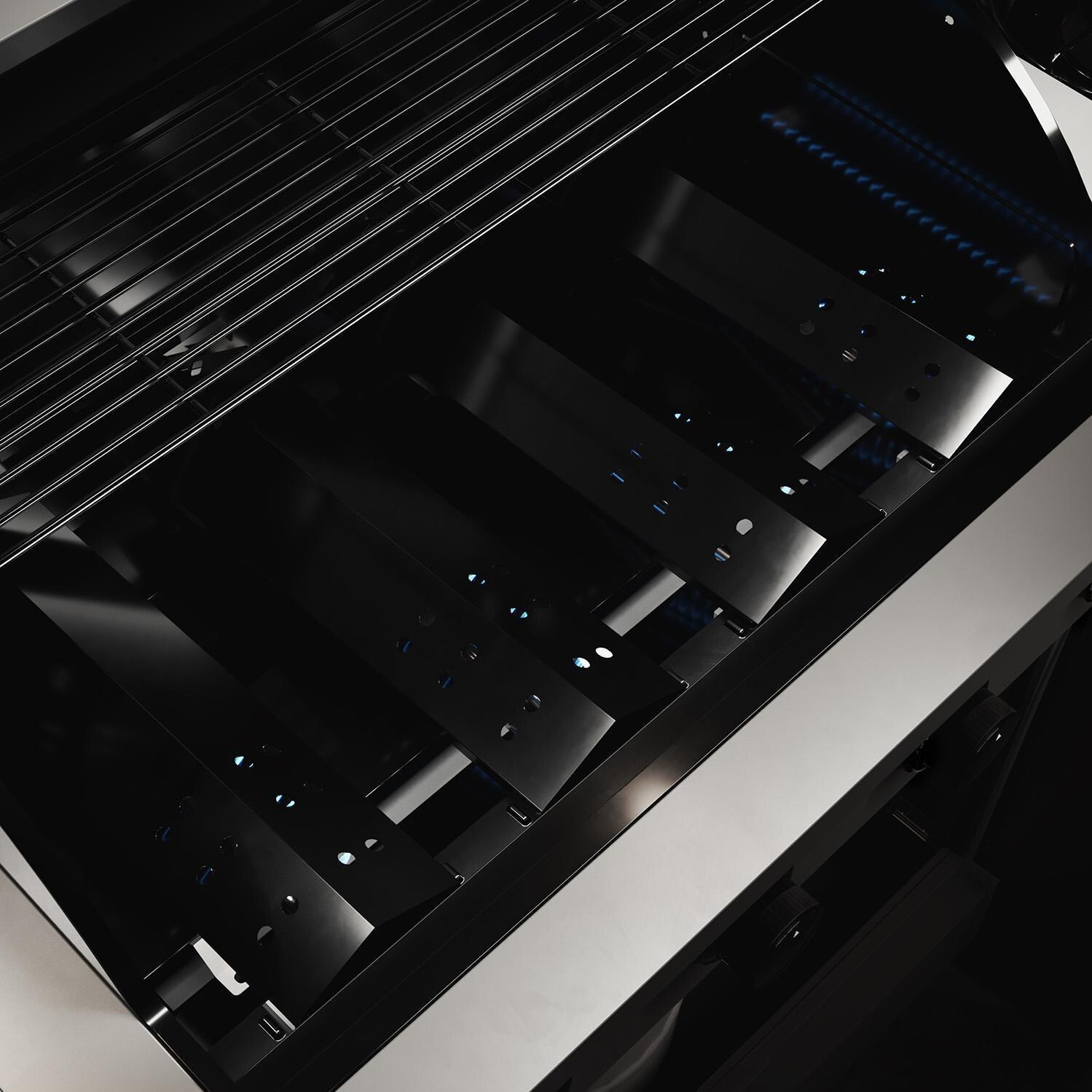 TYTUS Fresno Series Gunmetal Gray & Graphite Stone Natural Gas Grill Island (Ships Propane w/ Conversion Kit) - Burners - Detail thumbnail