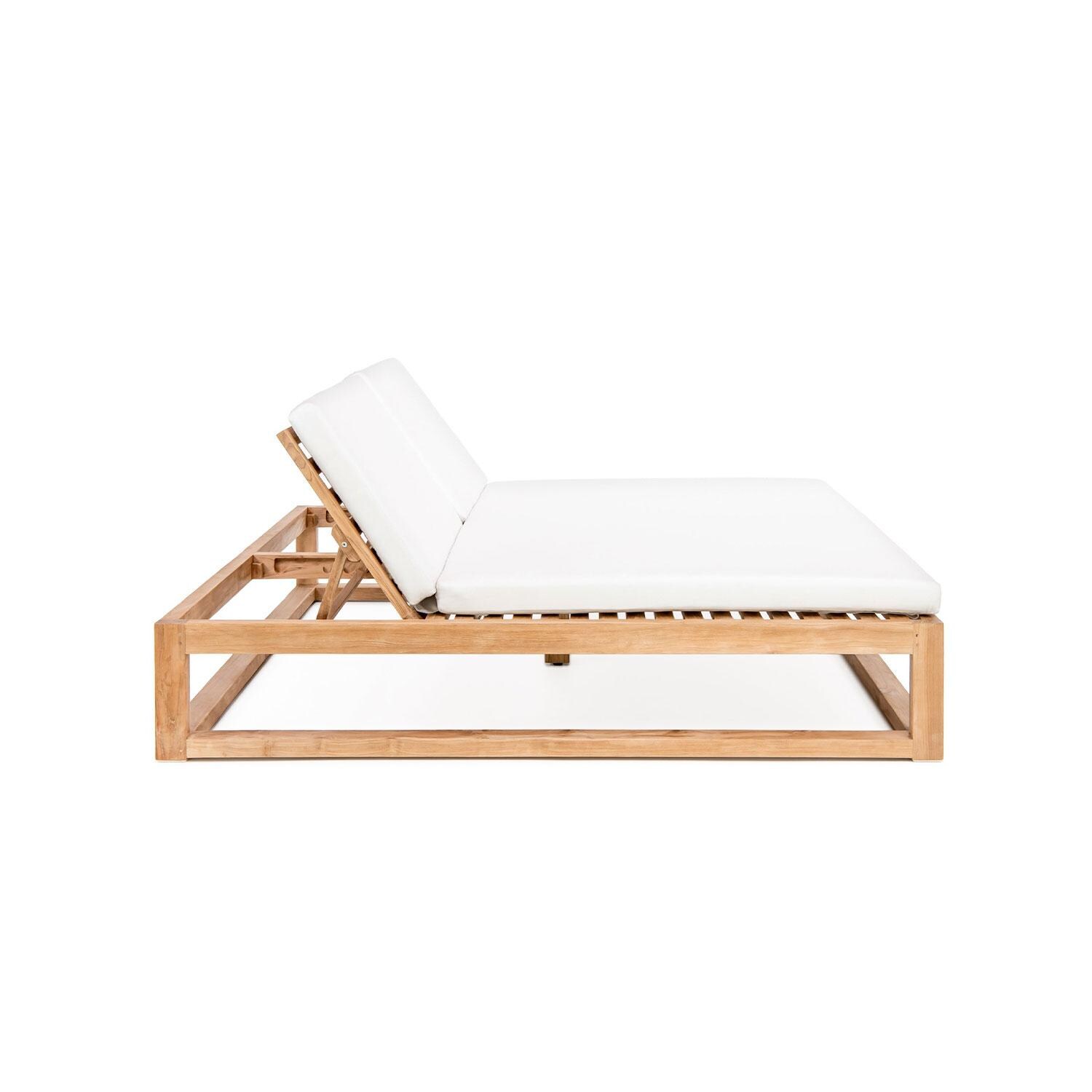 Scape Key Teak 2 Person Double Chaise Lounge in Natural by Lakeview Outdoor Designs - Side View - White Background thumbnail