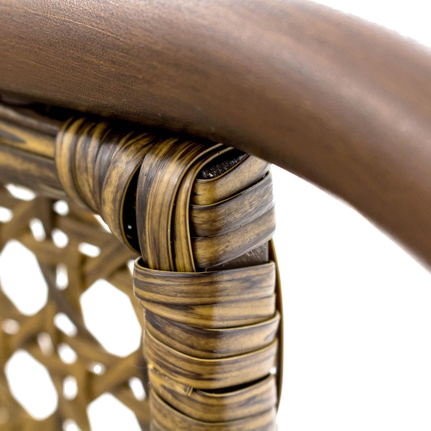 Arabella Aluminum Dining Chair W/ Sunbrella Cast Ash Cushion - Wicker Arm Detail thumbnail