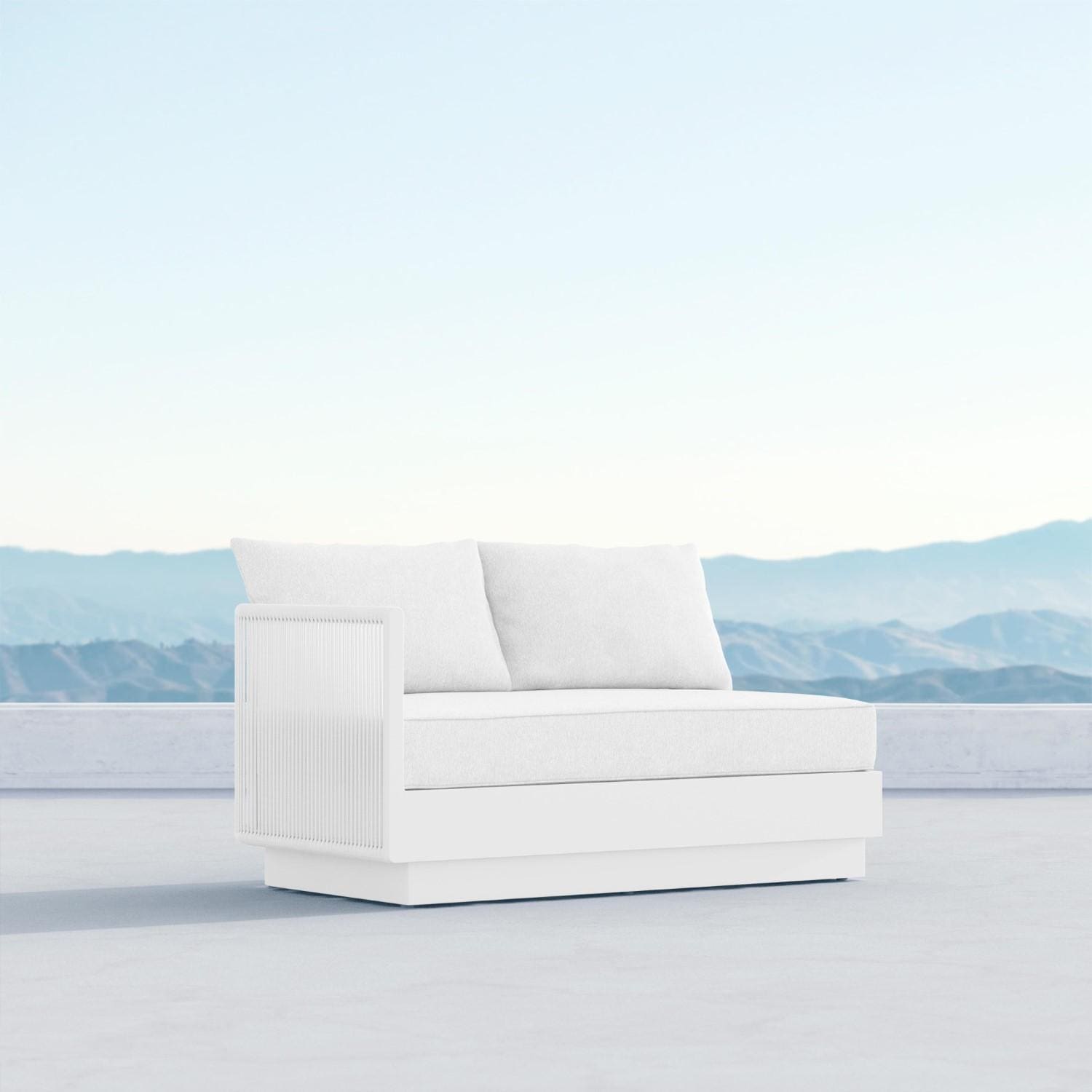 Porto Woven Rope Sectional Right Arm Loveseat in Pearl Gray/Cloud by Azzurro Living