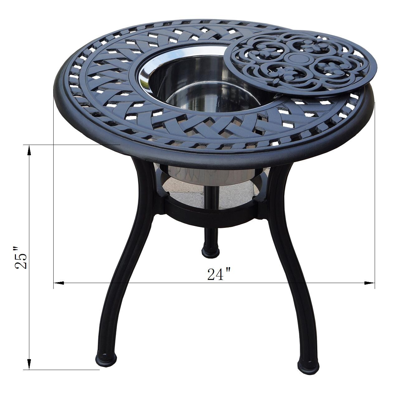 Darlee Series 60 Patio End Table With Ice Bucket Insert in Antique Bronze - Dimensional thumbnail