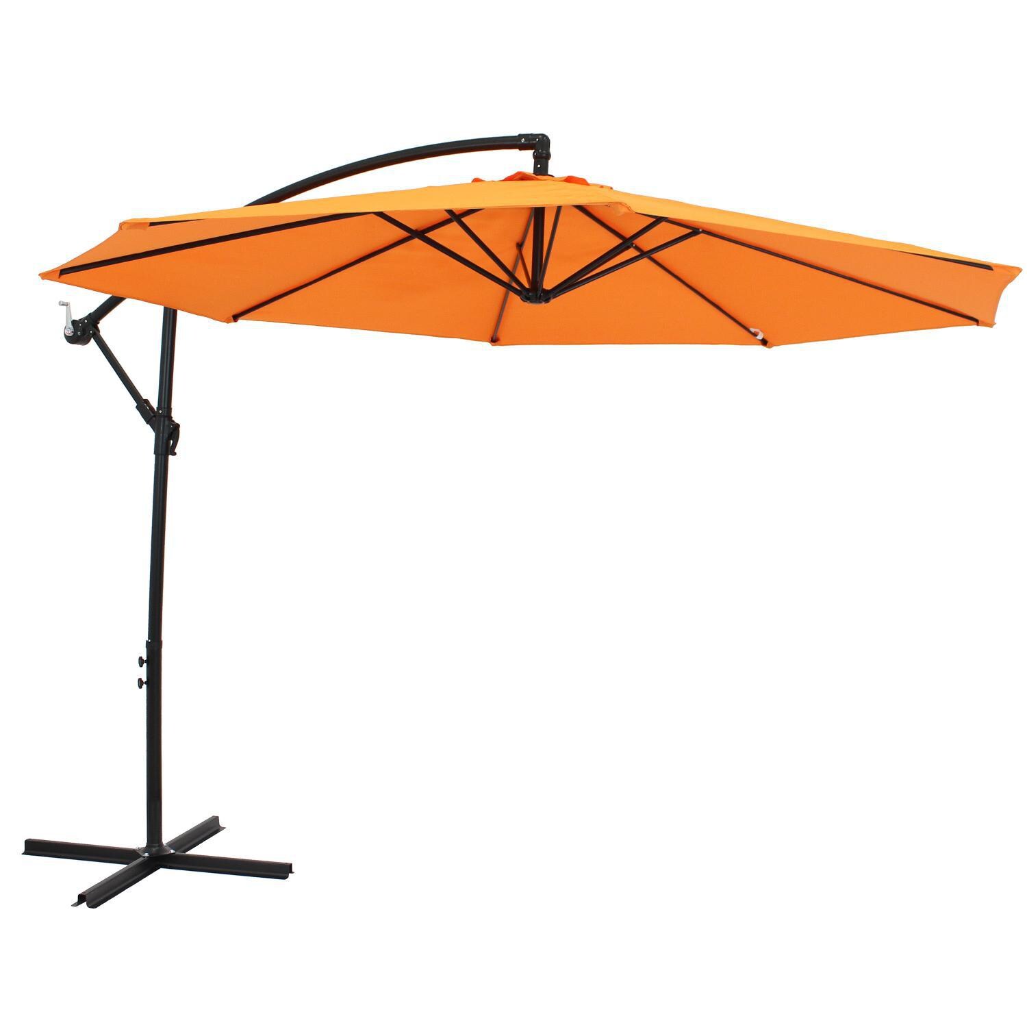 Ultimate Patio 9.5 Ft. Octagonal Aluminum Patio Cantilever Umbrella W/ Crank - Black Frame & Tangerine Polyester Canopy thumbnail
