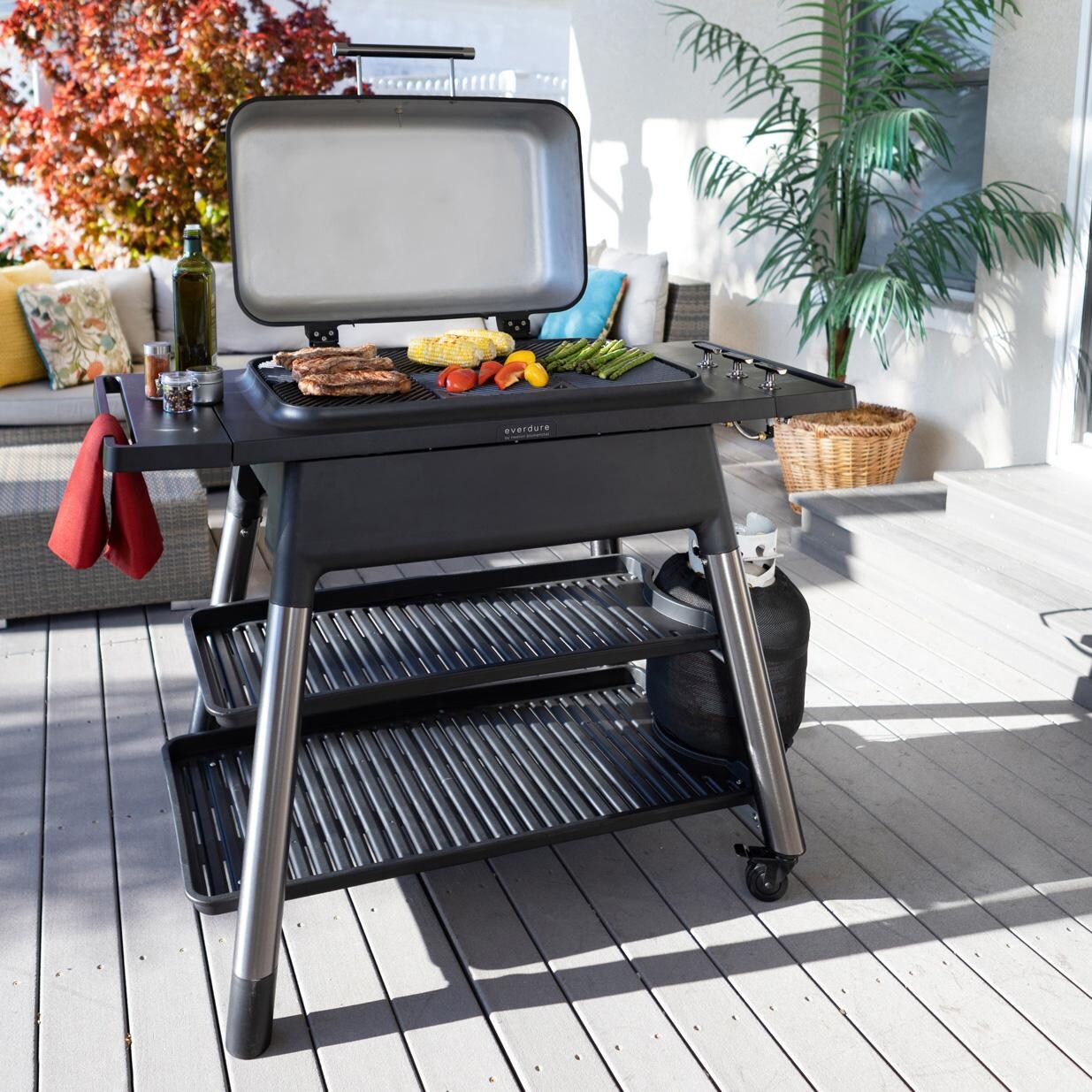 Everdure E3G3O Everdure FURNACE Gen 2 3 Burner Propane Grill w/ Stand - Orange - E3G3O - Cooking - Lifestyle thumbnail