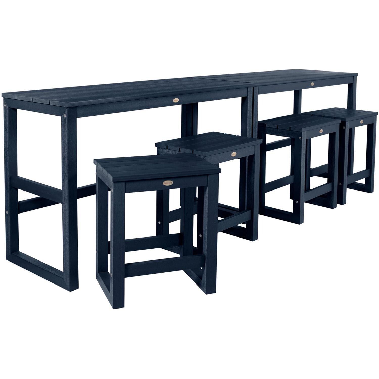 Lakeview Audubon 6 Pc Recycled Plastic Counter Height Balcony Dining Bar Set in Federal Blue - Set - Long - White Background thumbnail