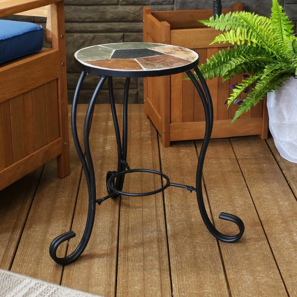 Sunnydaze Decor 12-Inch Mosaic Slate Tile Side Table - KF-387 image