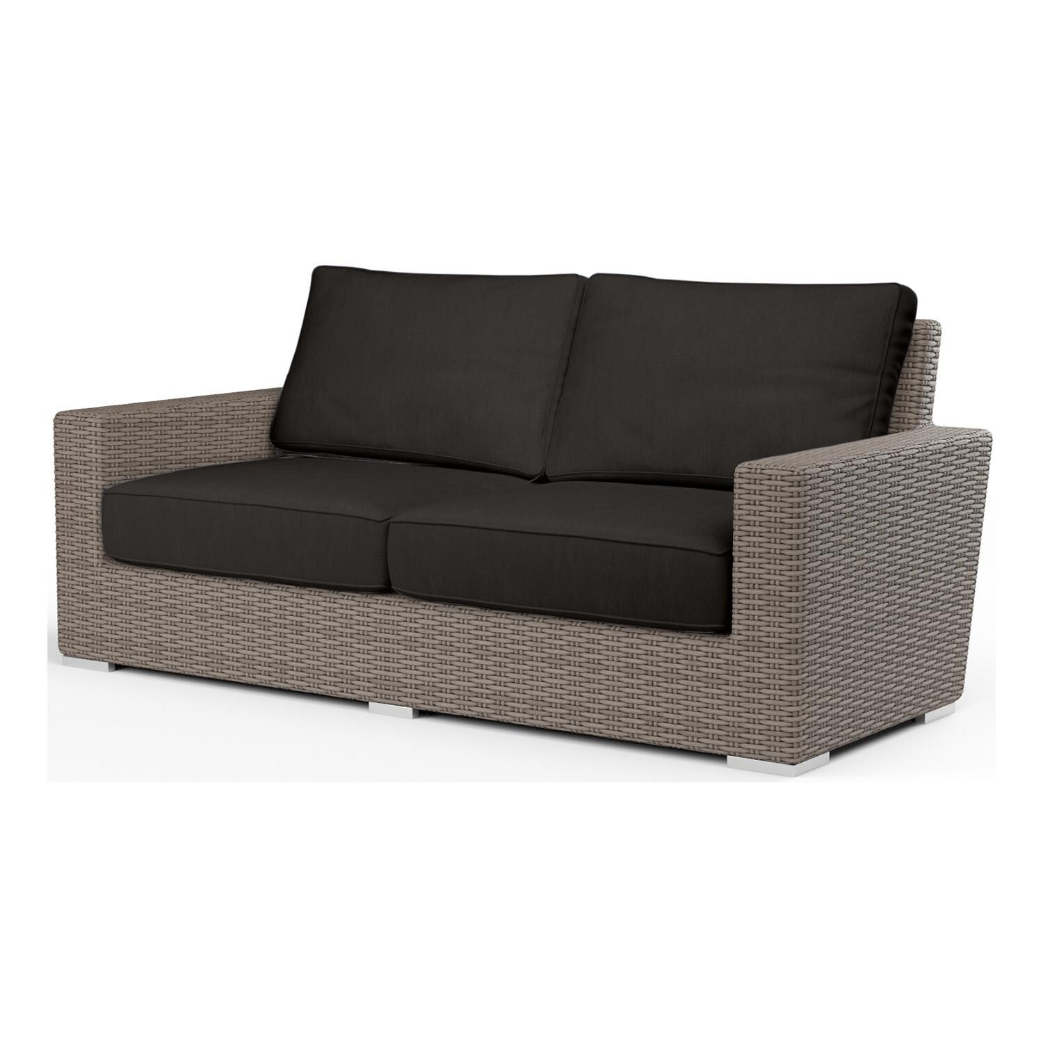 Coronado Wicker Loveseat in Driftwood/Spectrum Carbon by Sunset West