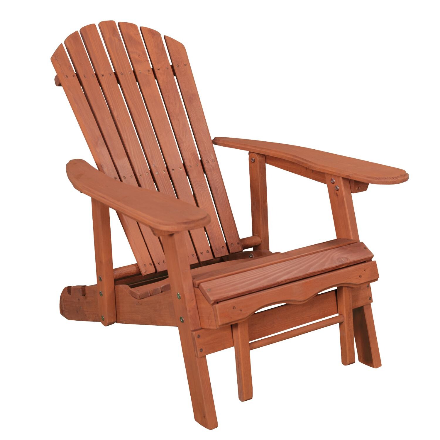 Leisure Season Wood Reclining Patio Adirondack Chair - Right View thumbnail