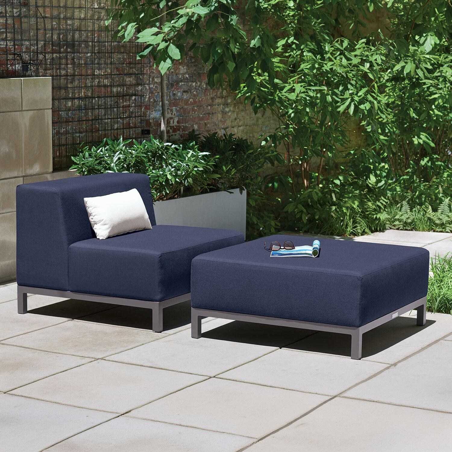Koral 2 Pc Powder-Coated Aluminum Seating Set W/ Lumbar Pillows in Spectrum Indigo/Carbo By Oxford Garden - Lifestyle thumbnail