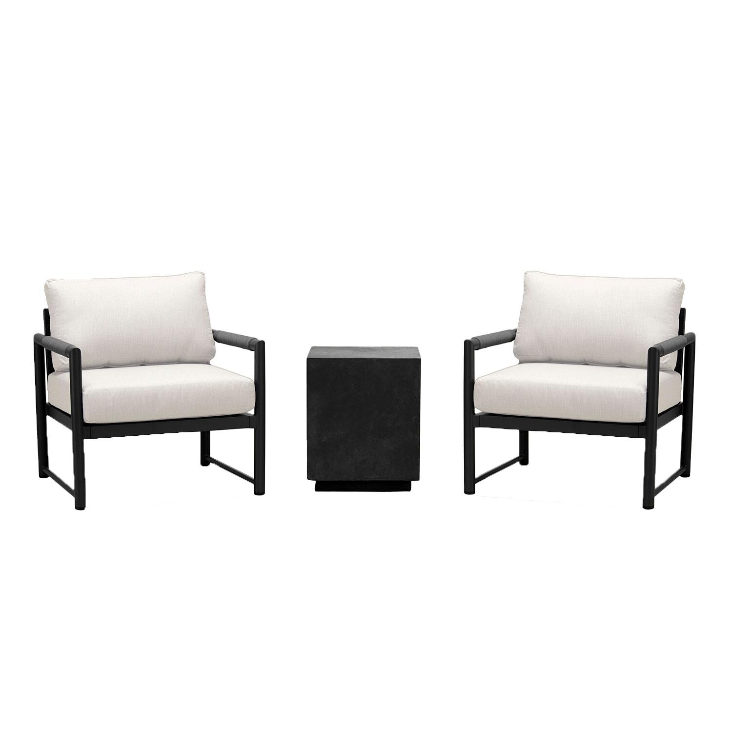 Lakeview AVEBAY-BK-CO-SET104-CS Avenue Bay Black/Carbon 3 Pc Chat Set - Cast Silver - Display - White Background thumbnail