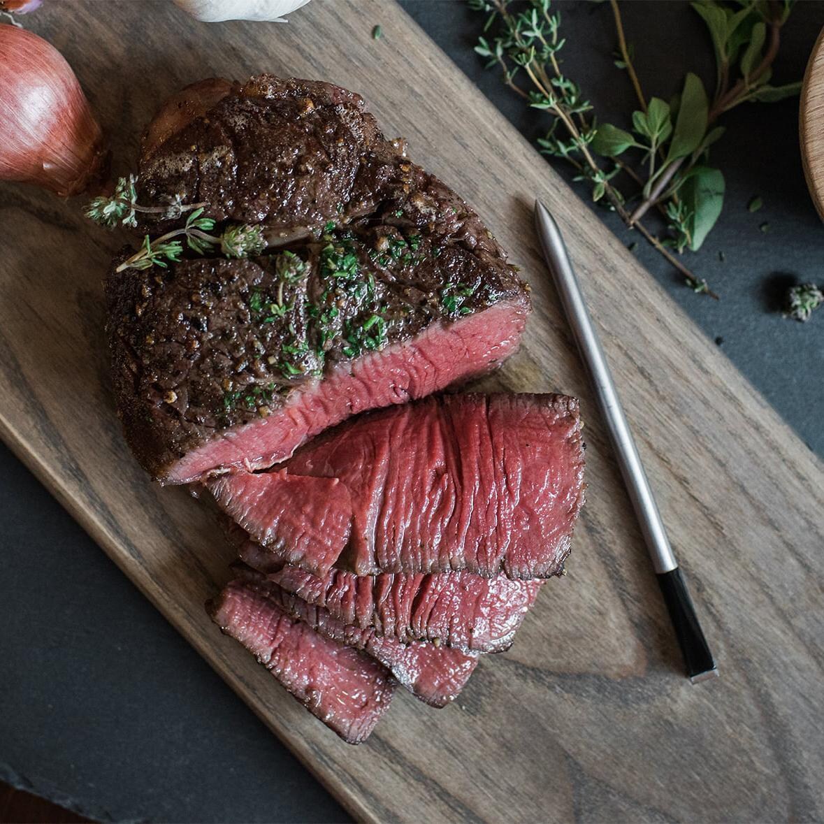 MEATER - meater+ - Extended Range Wireless Bluetooth Smart Meat Thermometer - MEATER+ With A Juicy, Rare Steak - Lifestyle thumbnail